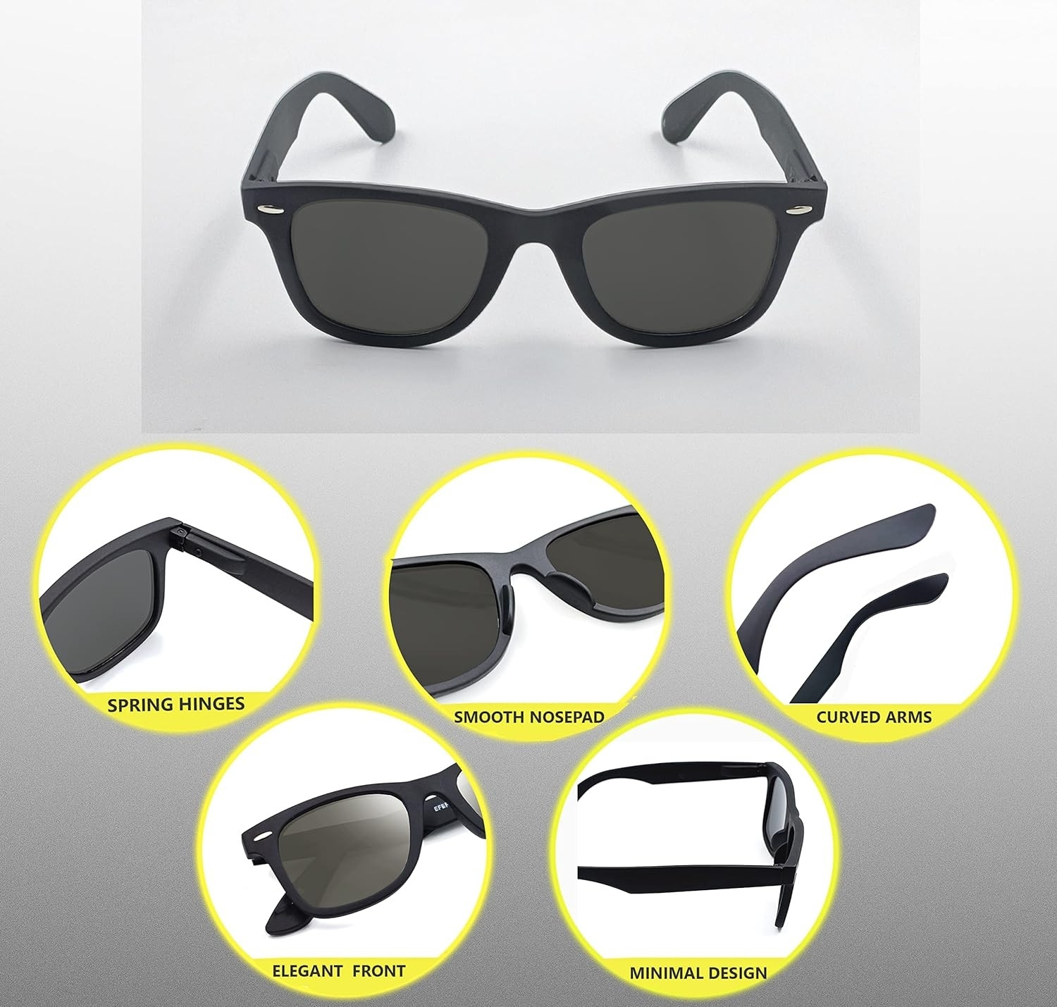 Image of Ivy Vacker Polarized Wayfarer Sunglasses (52) (For Men & Women, Black)