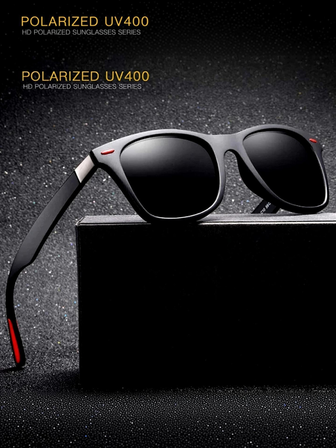 Image of Lynx Polarized, UV Protection Wayfarer Sunglasses (54) (For Men & Women, Black)