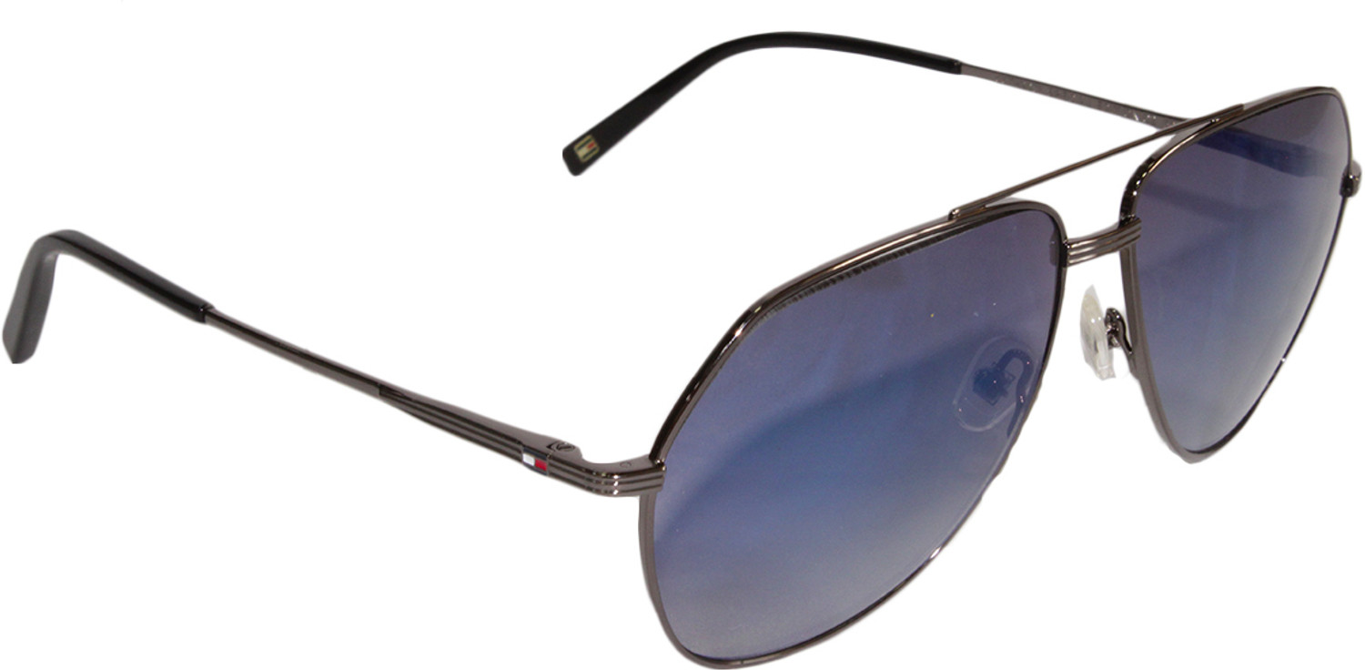 Image of TOMMY HILFIGER UV Protection, Mirrored Aviator Sunglasses (59) (For Men & Women, Blue)