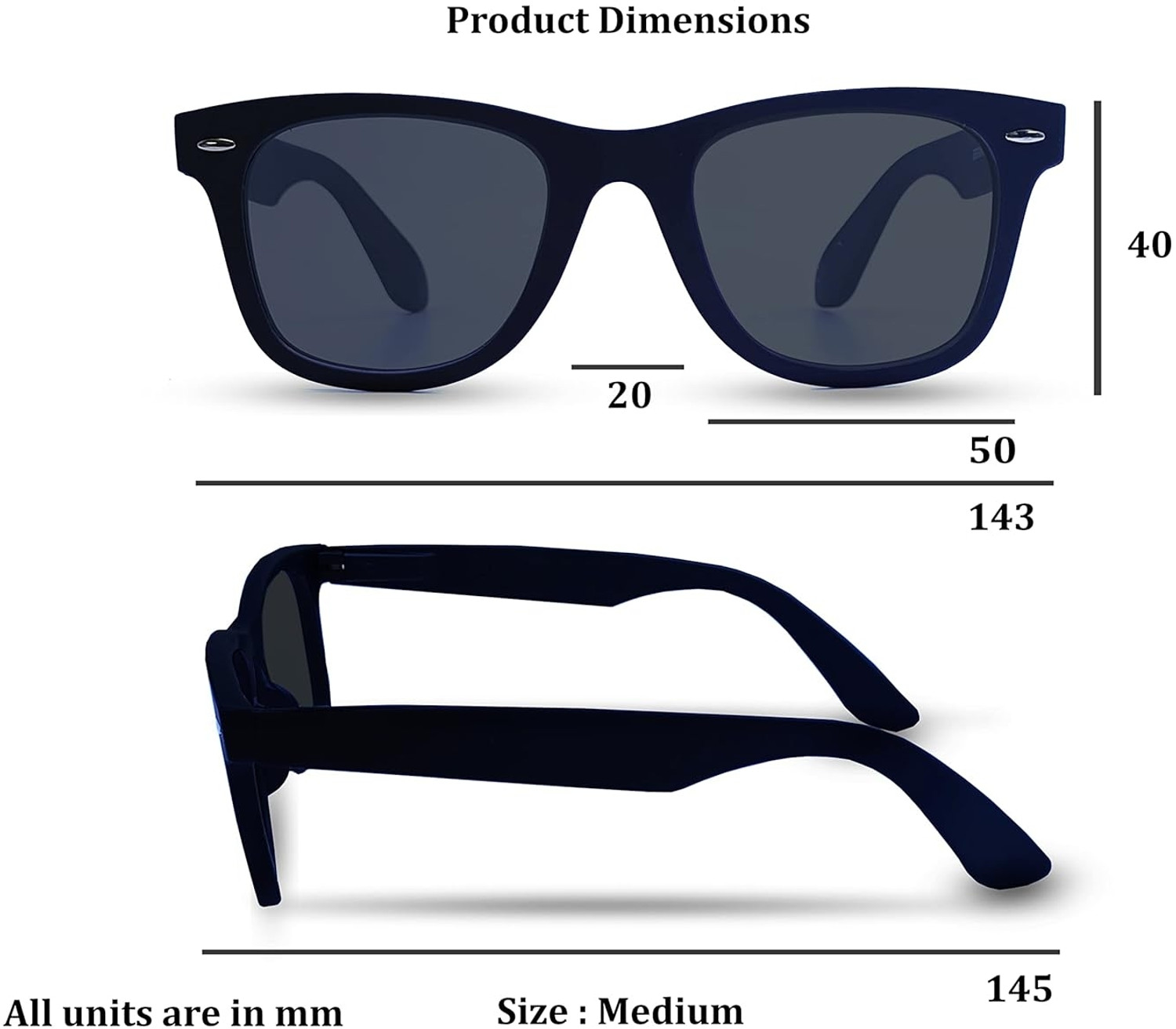 Image of Ivy Vacker Polarized Wayfarer Sunglasses (52) (For Men & Women, Black)