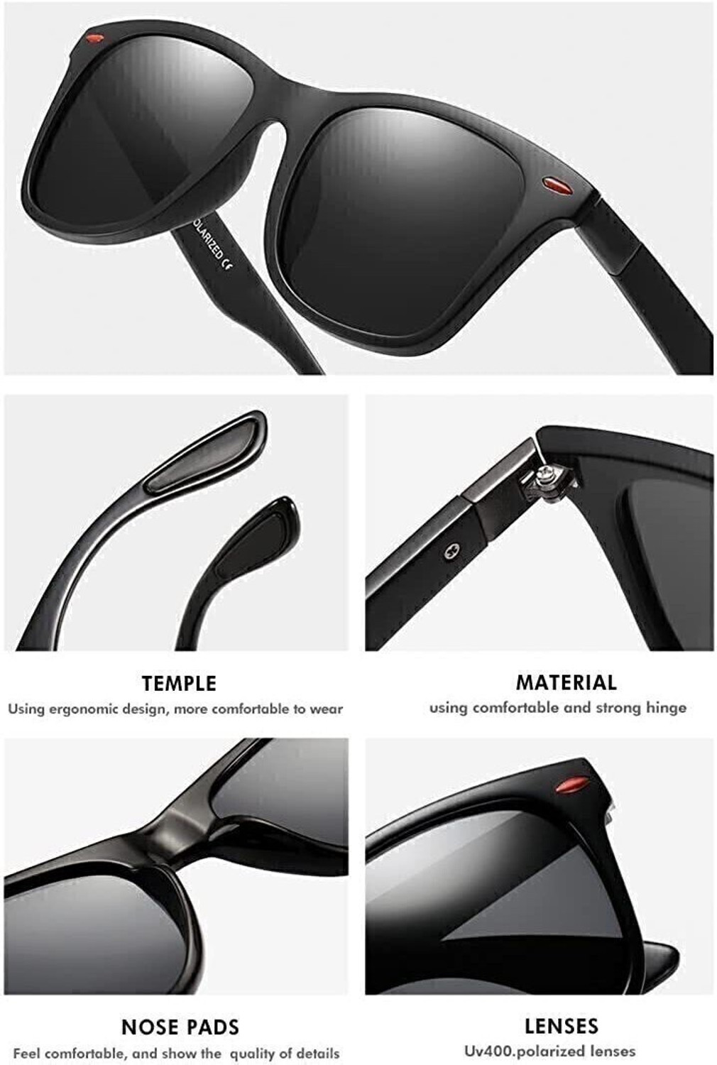 Image of Lynx Polarized, UV Protection Wayfarer Sunglasses (54) (For Men & Women, Black)