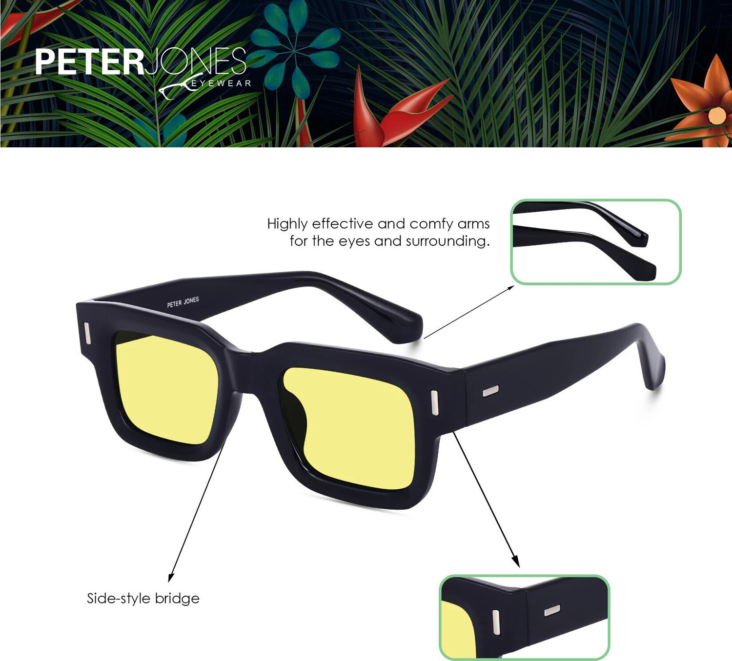 Image of PETER JONES Retro Square Sunglasses
