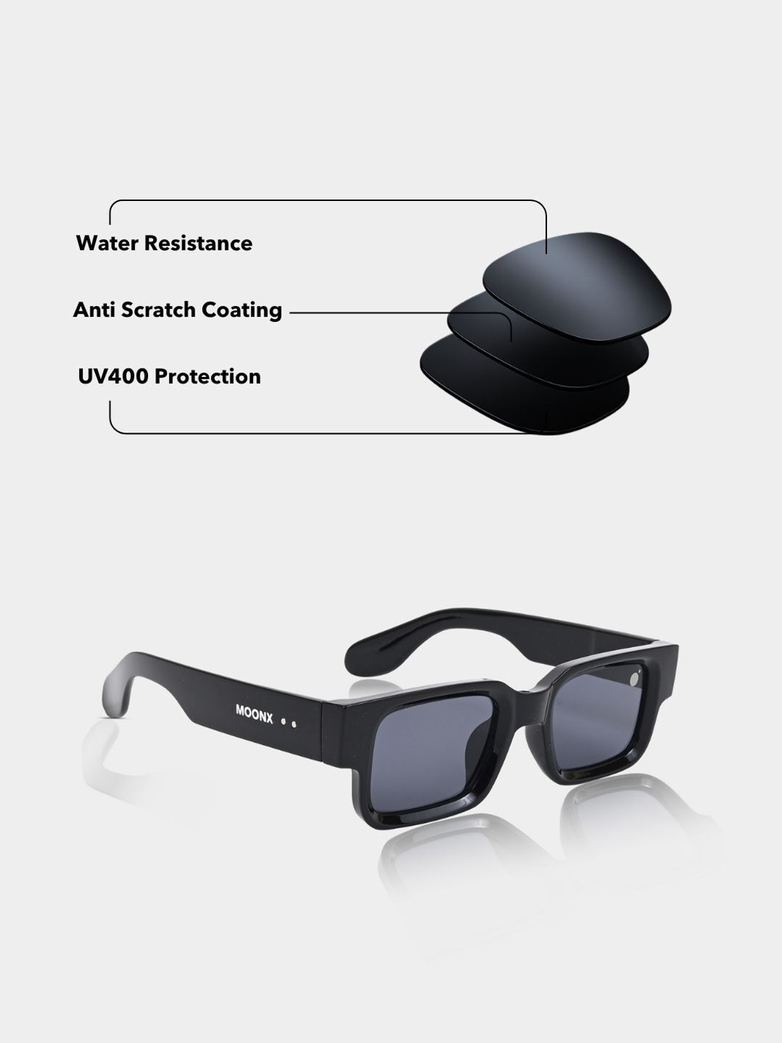 Image of MOONX Rectangular Sunglasses