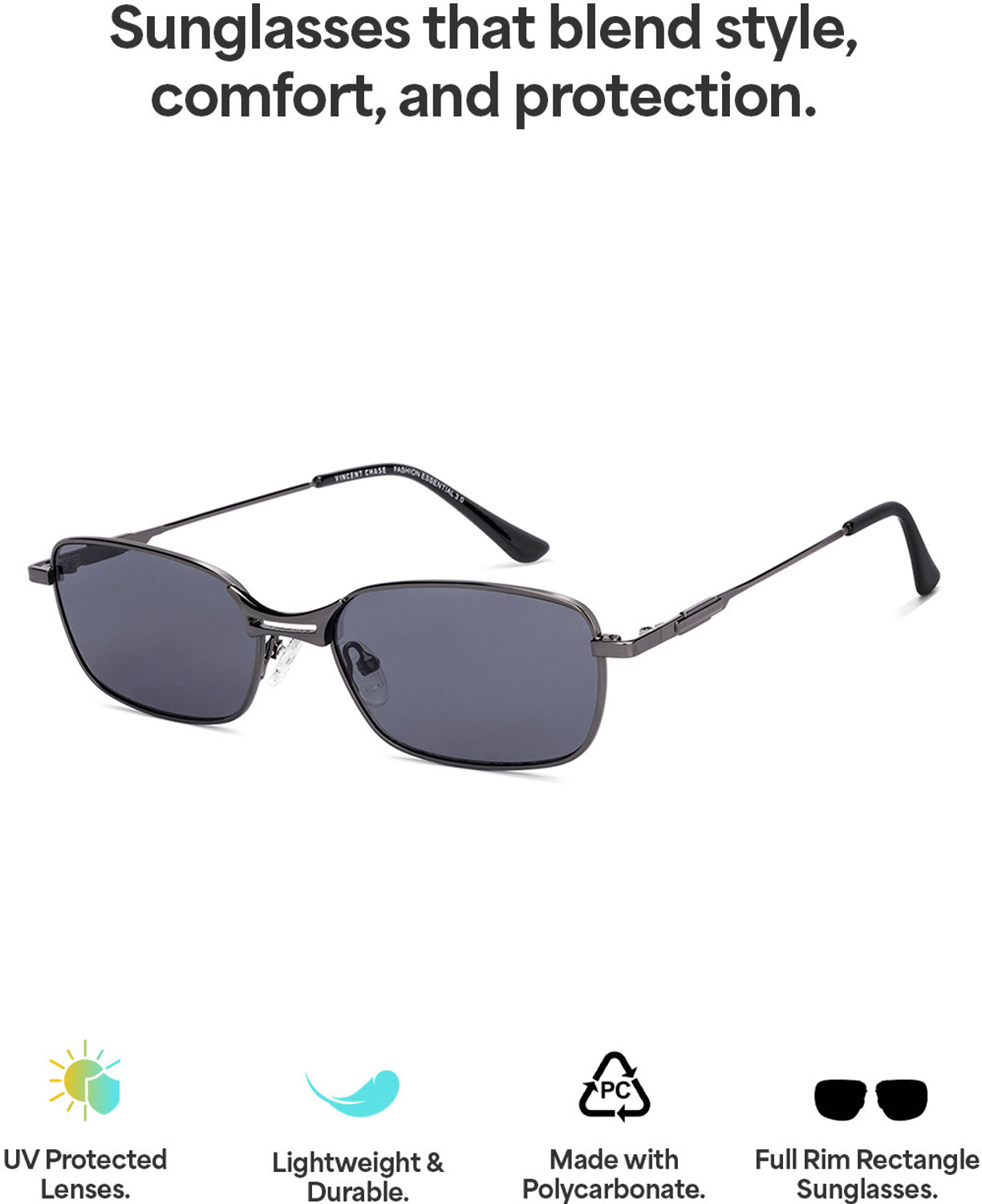 Image of VINCENT CHASE Rectangular Sunglasses