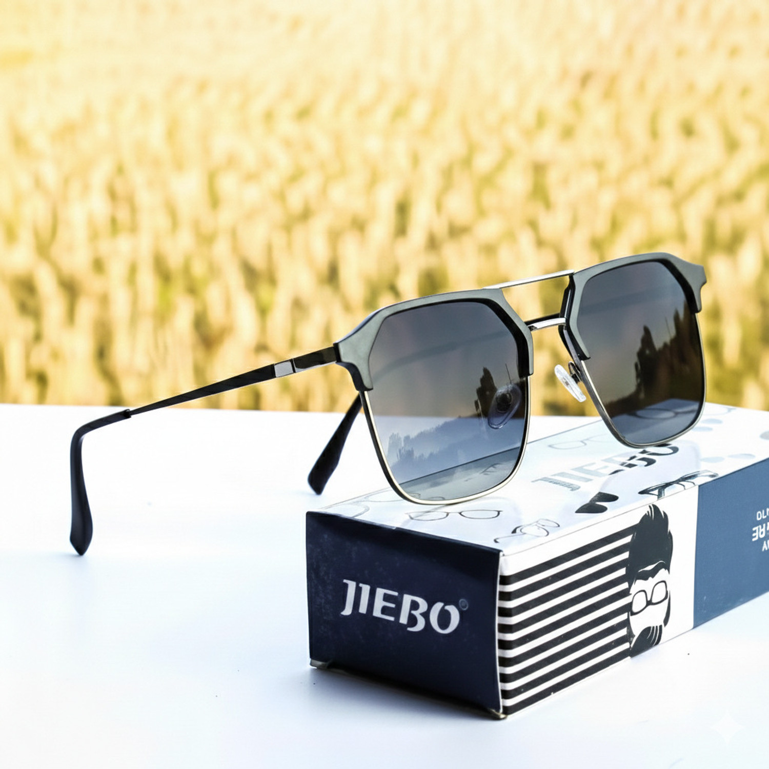 Image of jiebo Retro Square, Clubmaster Sunglasses