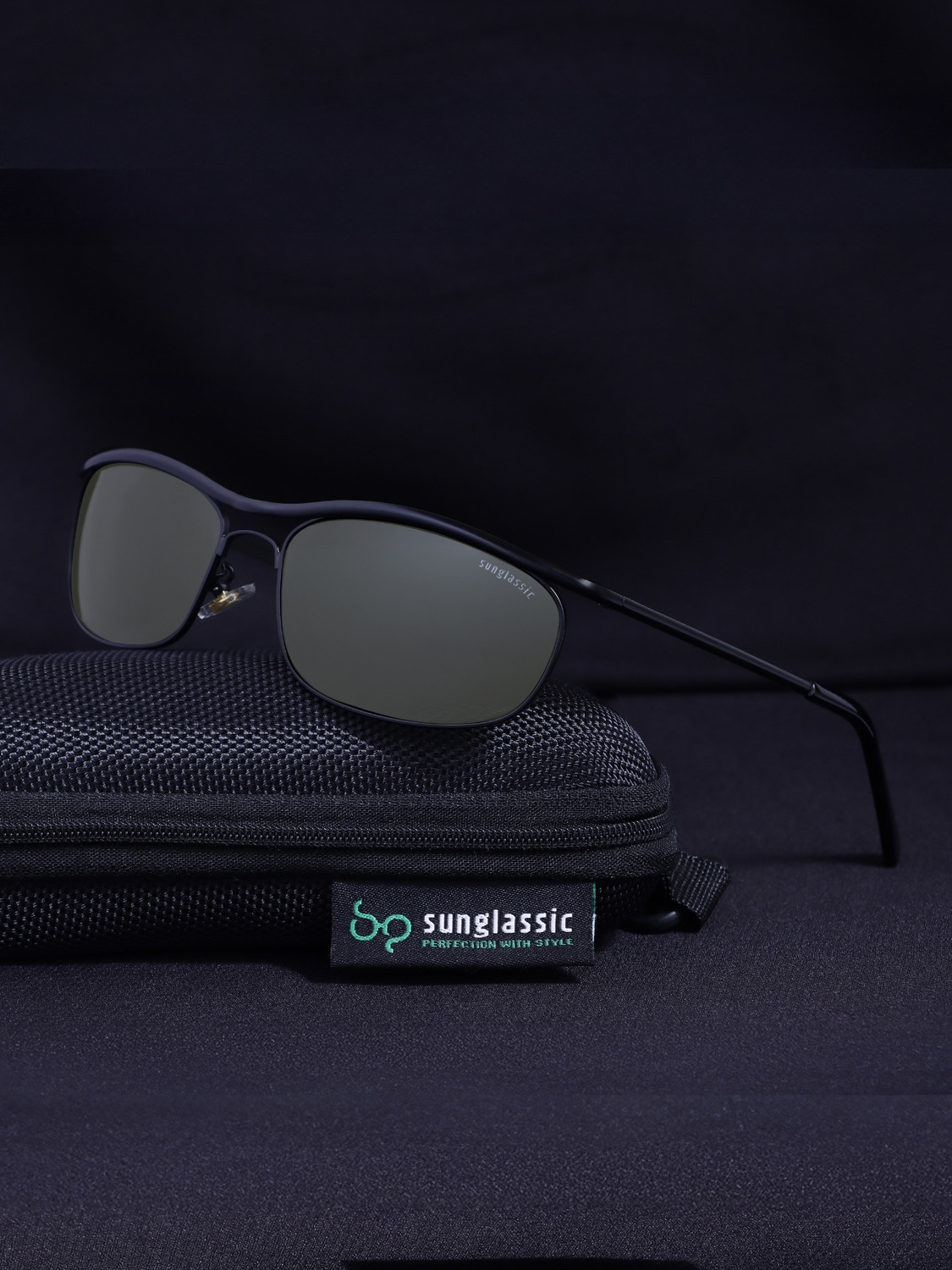 Image of SUNGLASSIC Polarized, UV Protection Rectangular Sunglasses (62) (For Men & Women, Green)