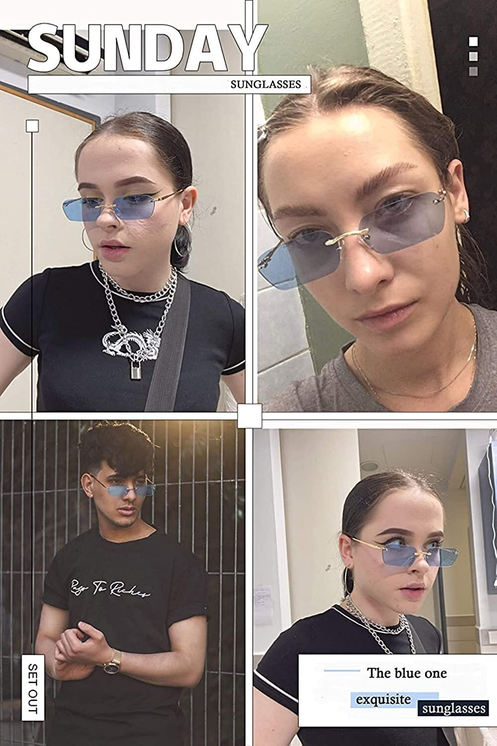 Image of TOUGH STYLE Rectangular Sunglasses