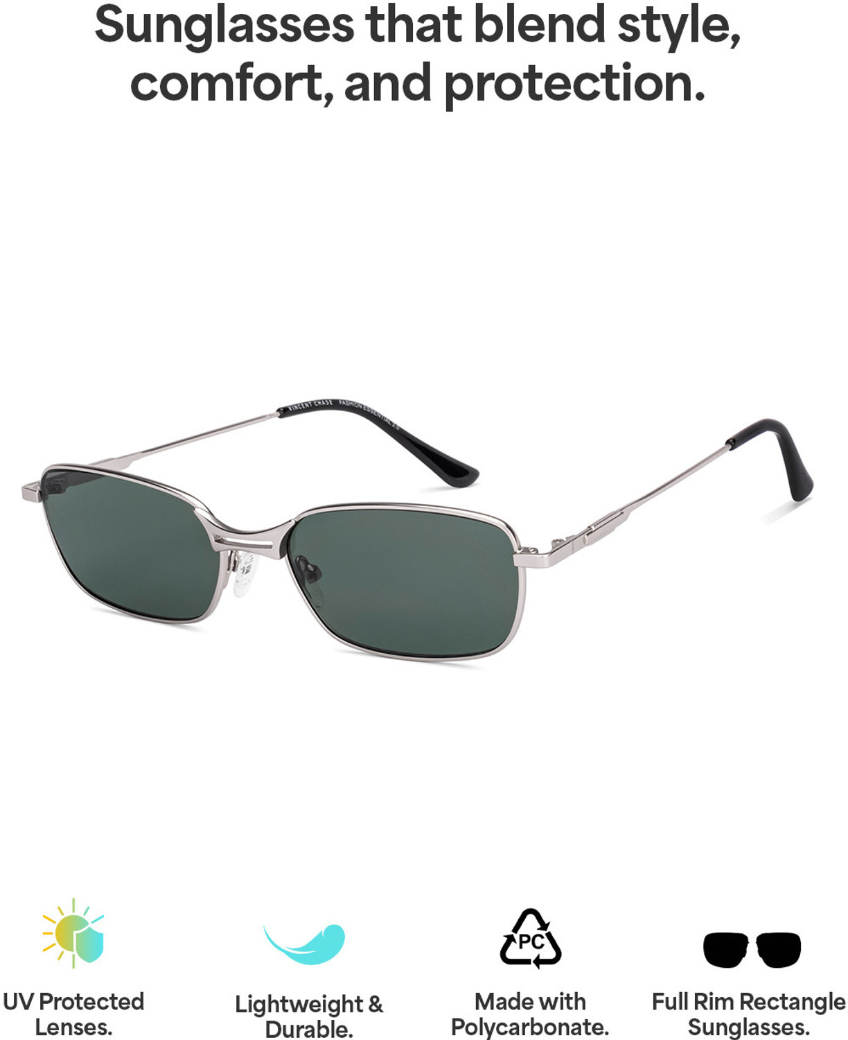 Image of VINCENT CHASE Rectangular Sunglasses