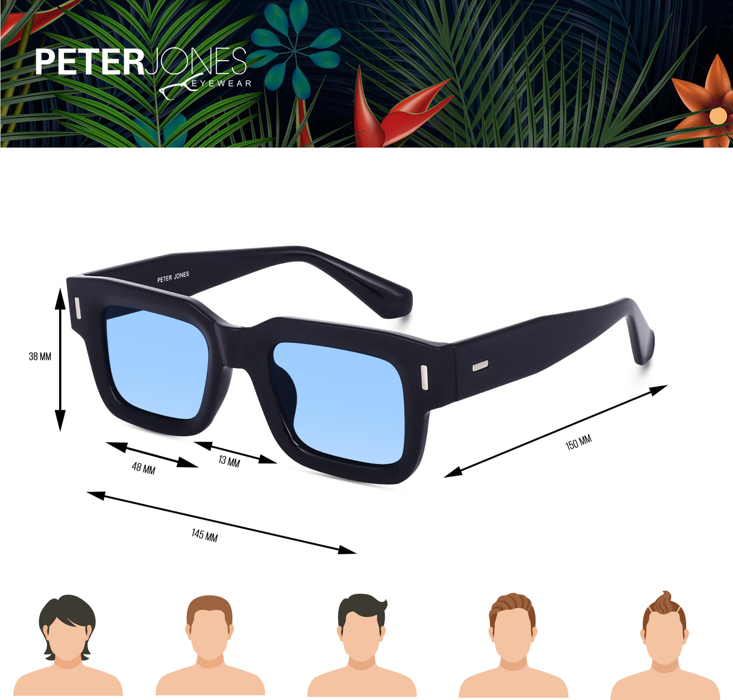 Image of PETER JONES Retro Square Sunglasses