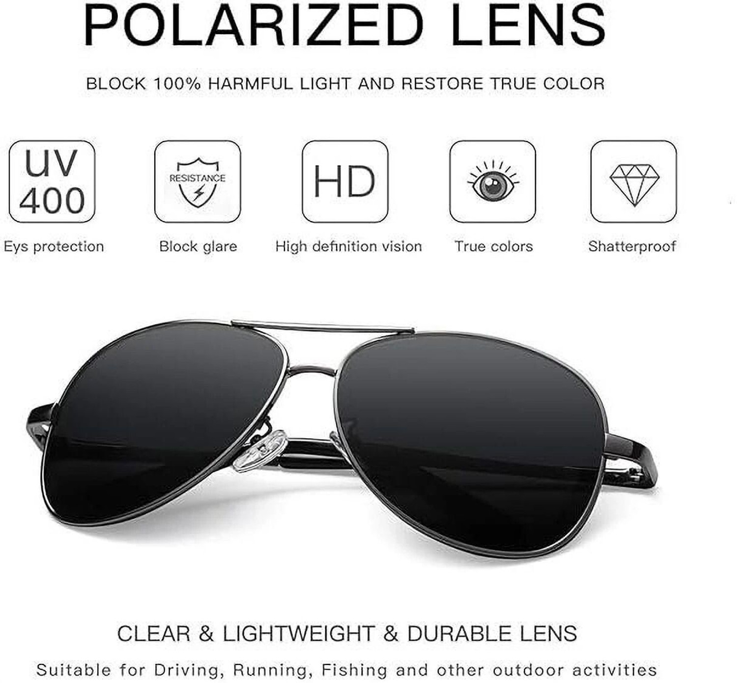 Image of Black Jones Aviator Sunglasses