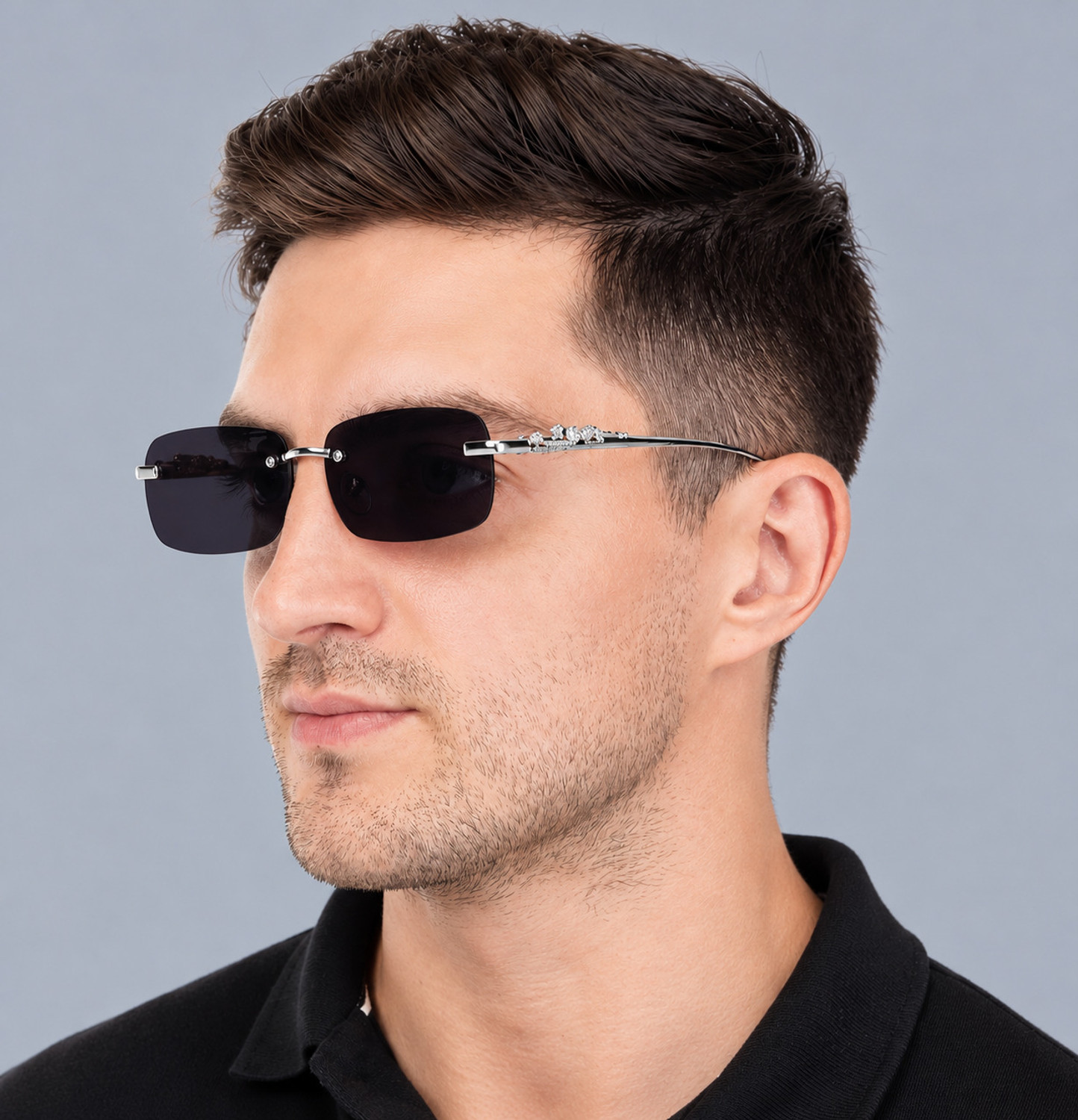 Image of Flashi UV Protection, Riding Glasses, Others Rectangular Sunglasses (Free Size) (For Men, Black)