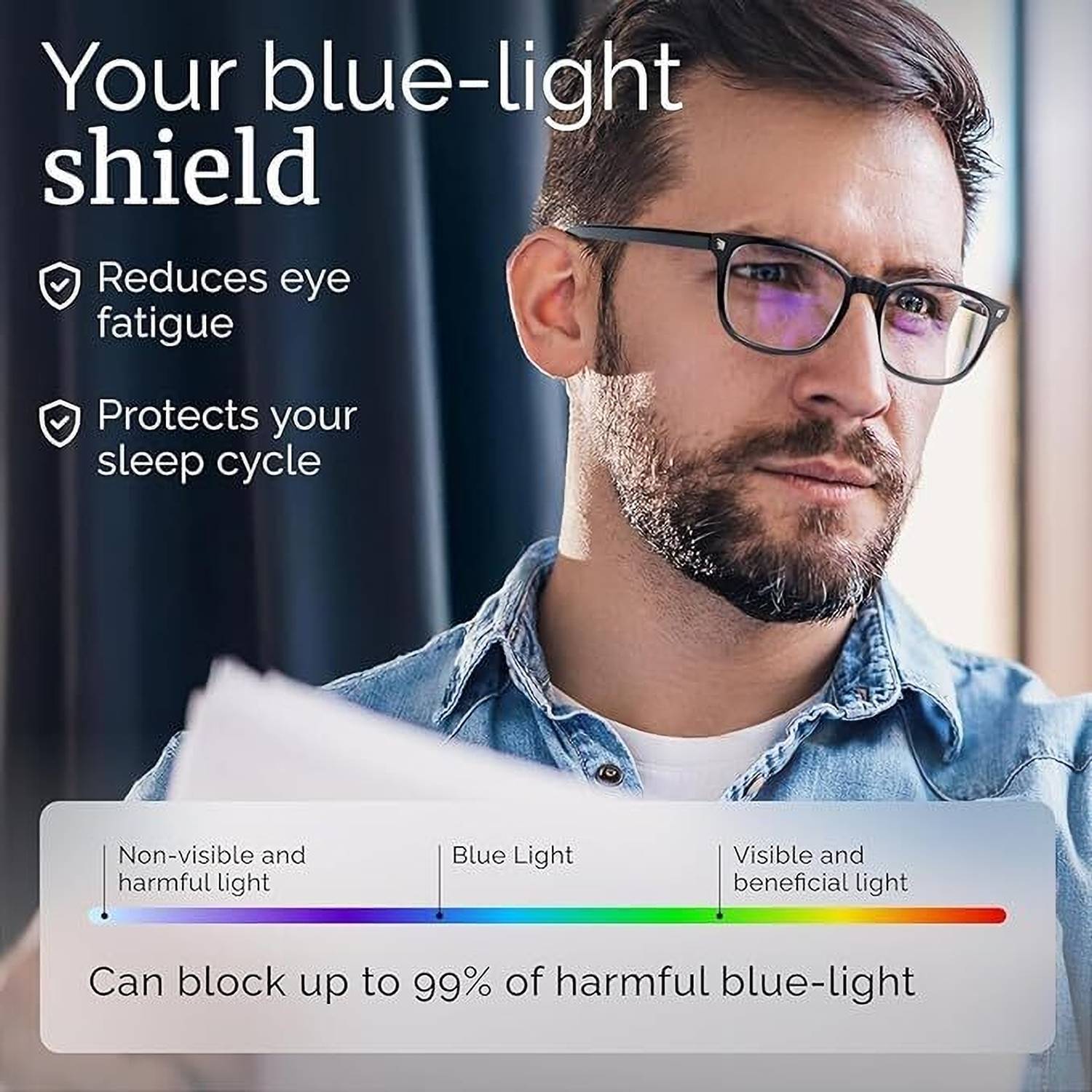 ARICKS Blue Square Frame Glasses - Image 5