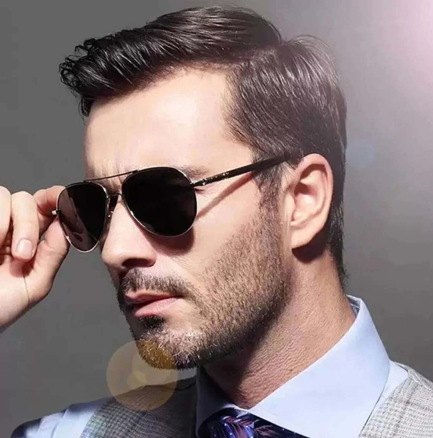 Image of Black Jones Aviator Sunglasses