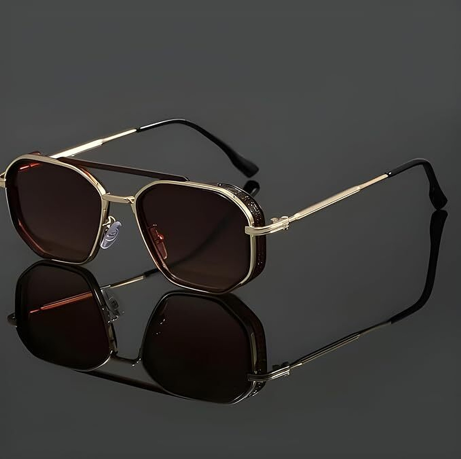 Image of BLACK BURG Retro Square Sunglasses