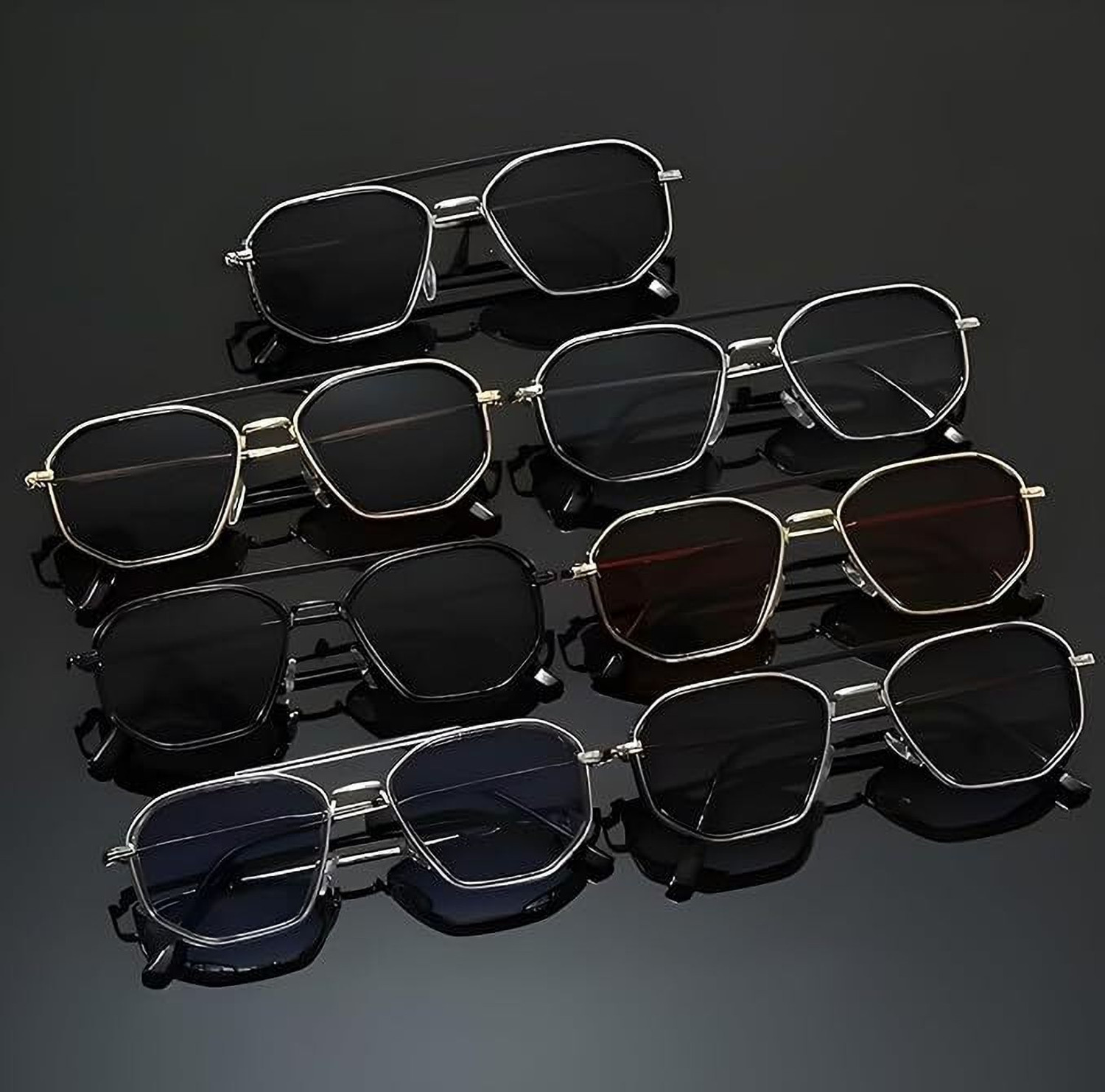 Image of BLACK BURG Retro Square Sunglasses