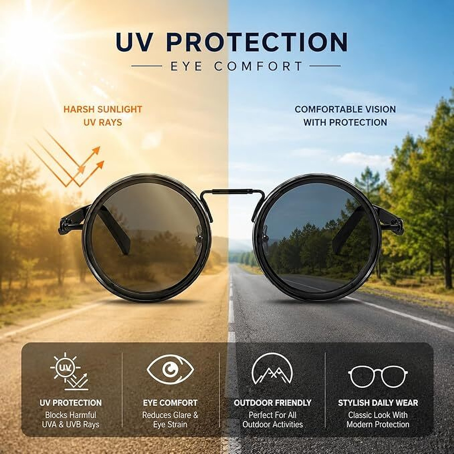 Image of Spelcin Round, Retro Square Sunglasses