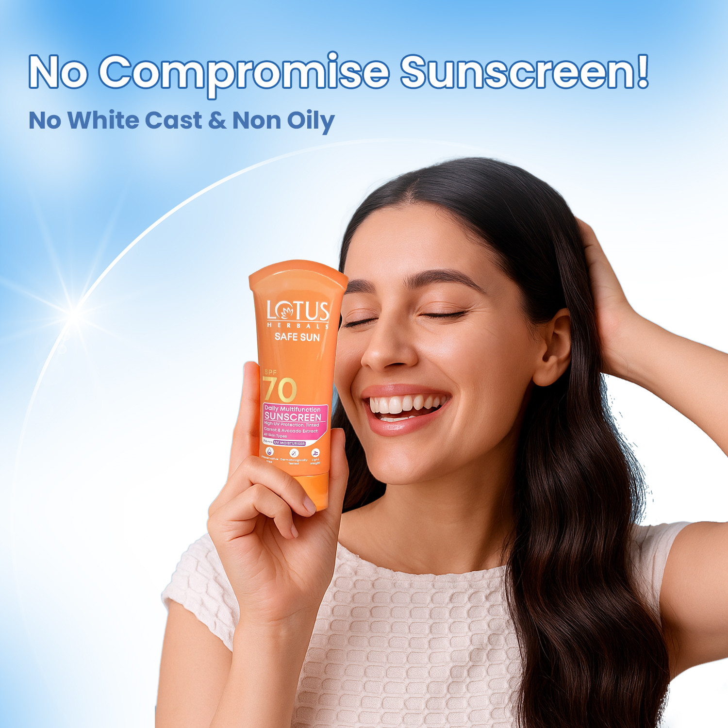 Image of LOTUS HERBALS Sunscreen - SPF 70 PA+++ Safe Sun Daily Multi-Function Tinted Sunscreen SPF 70 PA+++