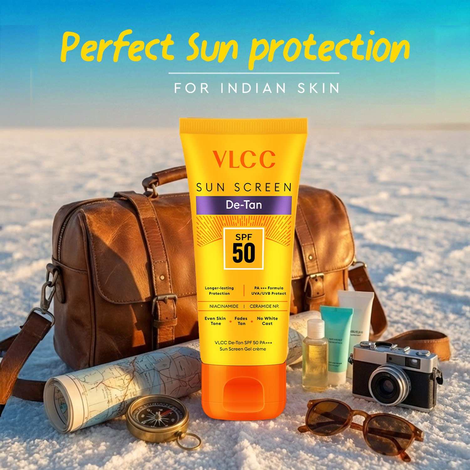 Image of VLCC Sunscreen - SPF 50 PA+++ De-Tan Sunscreen Gel Cream - For Sun Protection