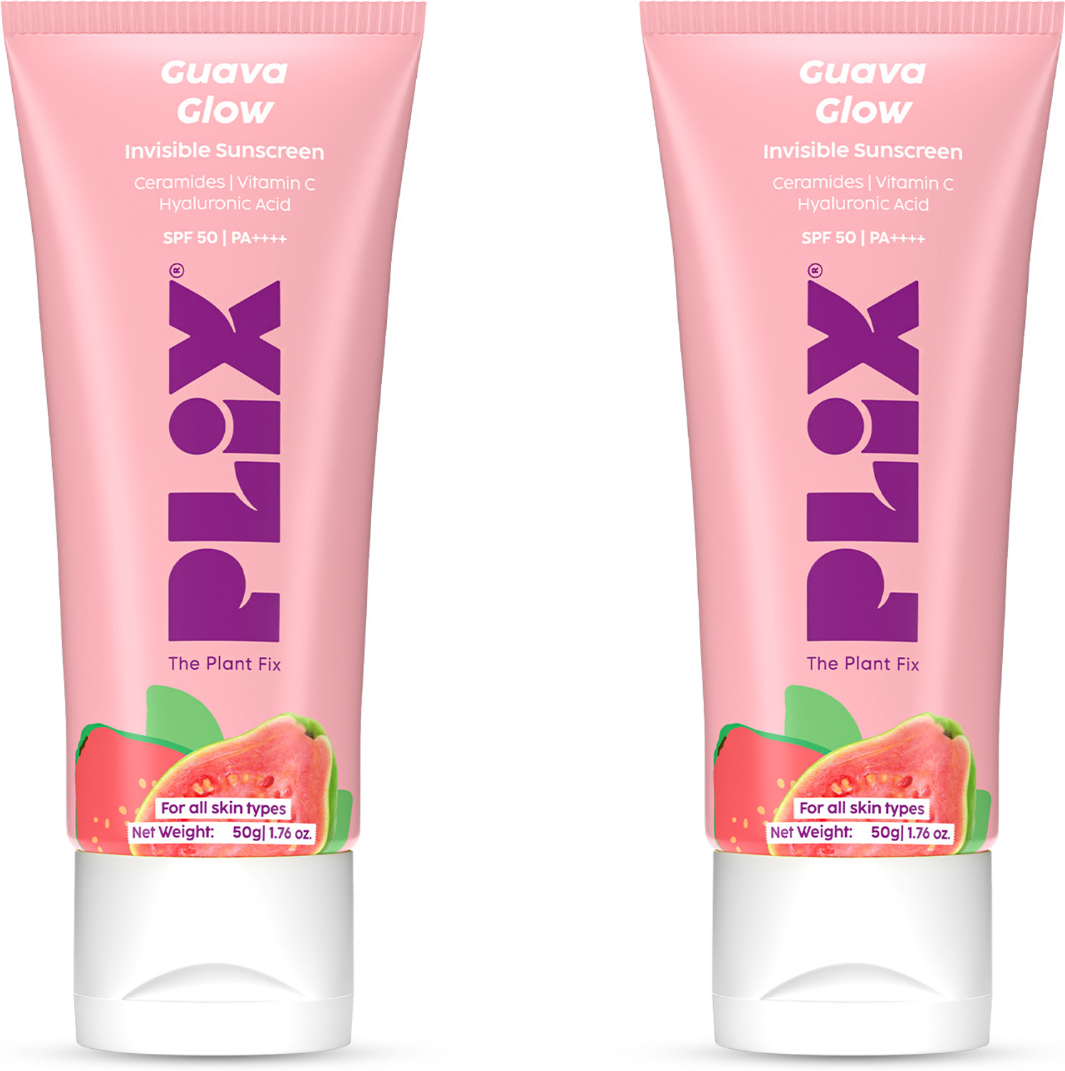 Image of The Plant Fix Plix Sunscreen - SPF 50 PA+++ Guava Invisible Sunscreen SPF | Ceramides, Vitamin C & Hyaluronic Acid