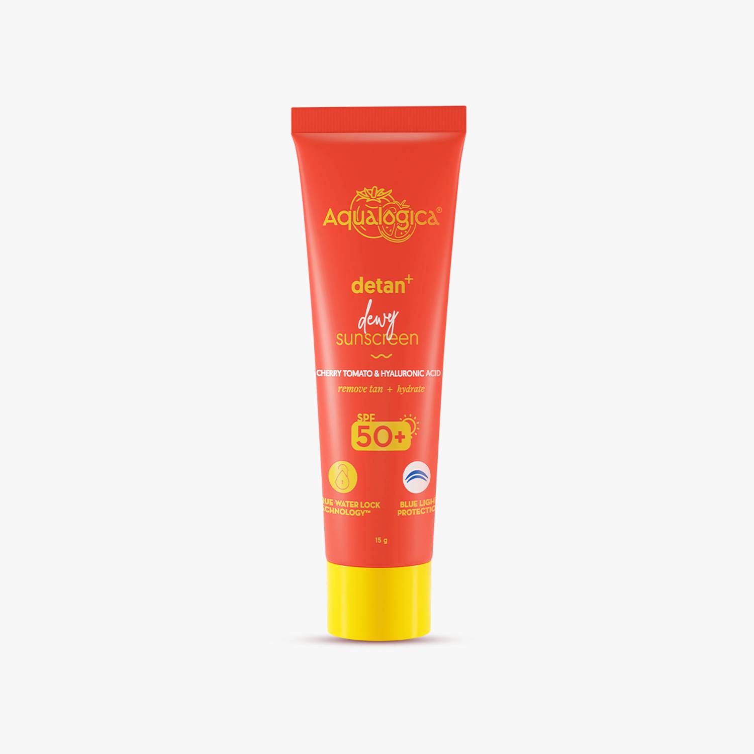 Aqualogica Sunscreen - SPF 50 PA++++ Detan+ Dewy Sunscreen with Cherry Tomato & Hyaluronic Acid with SPF 50 & PA++++