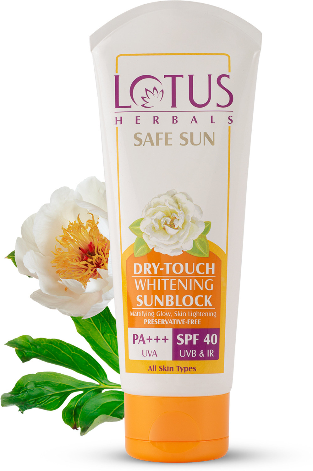 Image of LOTUS HERBALS Sunscreen - SPF 40 PA+++ Safe Sun Dry-Touch Whitening Sunblock SPF 40 UVB & IR PA+++