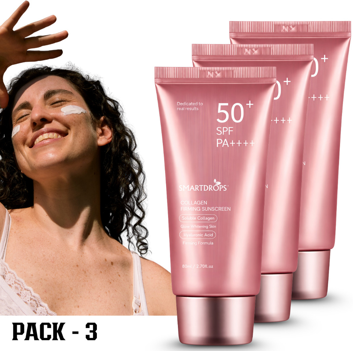 Image of smartdrops Sunscreen - SPF 50 PA++++ Collagen Sunscreen SPF 50+ PA++++ for Dark Sun Burn Skin Solution & Skin Glow