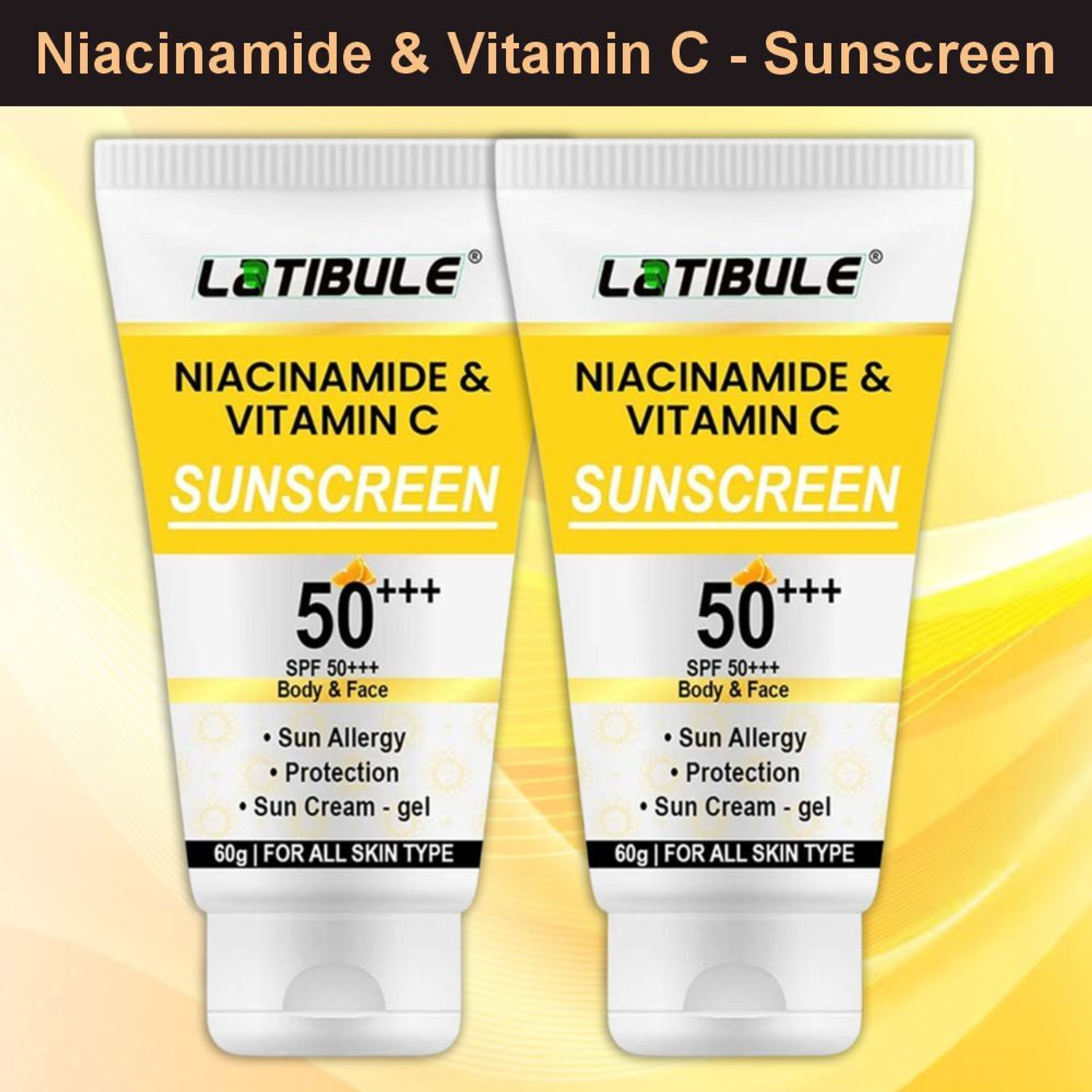 Image of Latibule Sunscreen - SPF 30 Vitamin C & Niacinamide Sun Cream Gel SPF 50+++ for All Skin Types