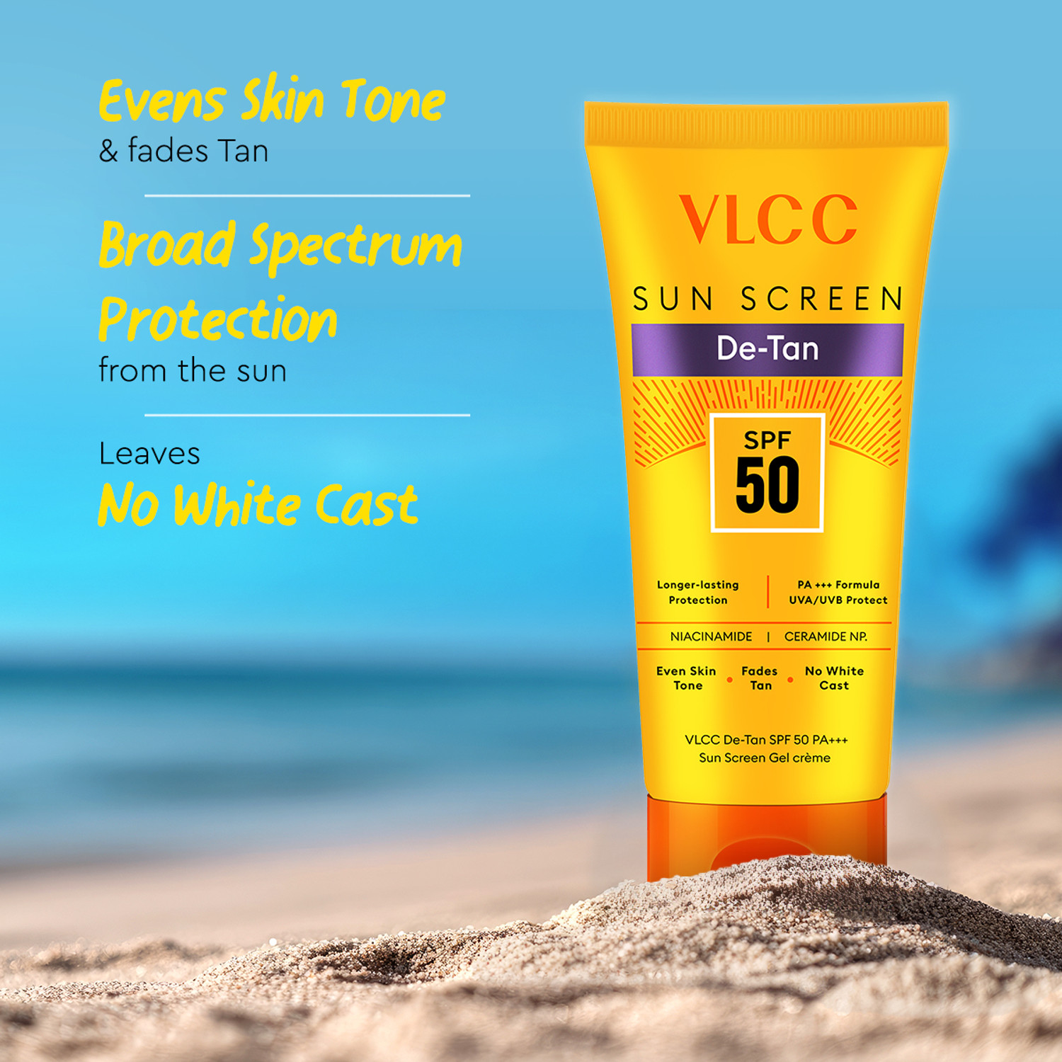 Image of VLCC Sunscreen - SPF 50 PA+++ De-Tan Sunscreen Gel Cream - For Sun Protection
