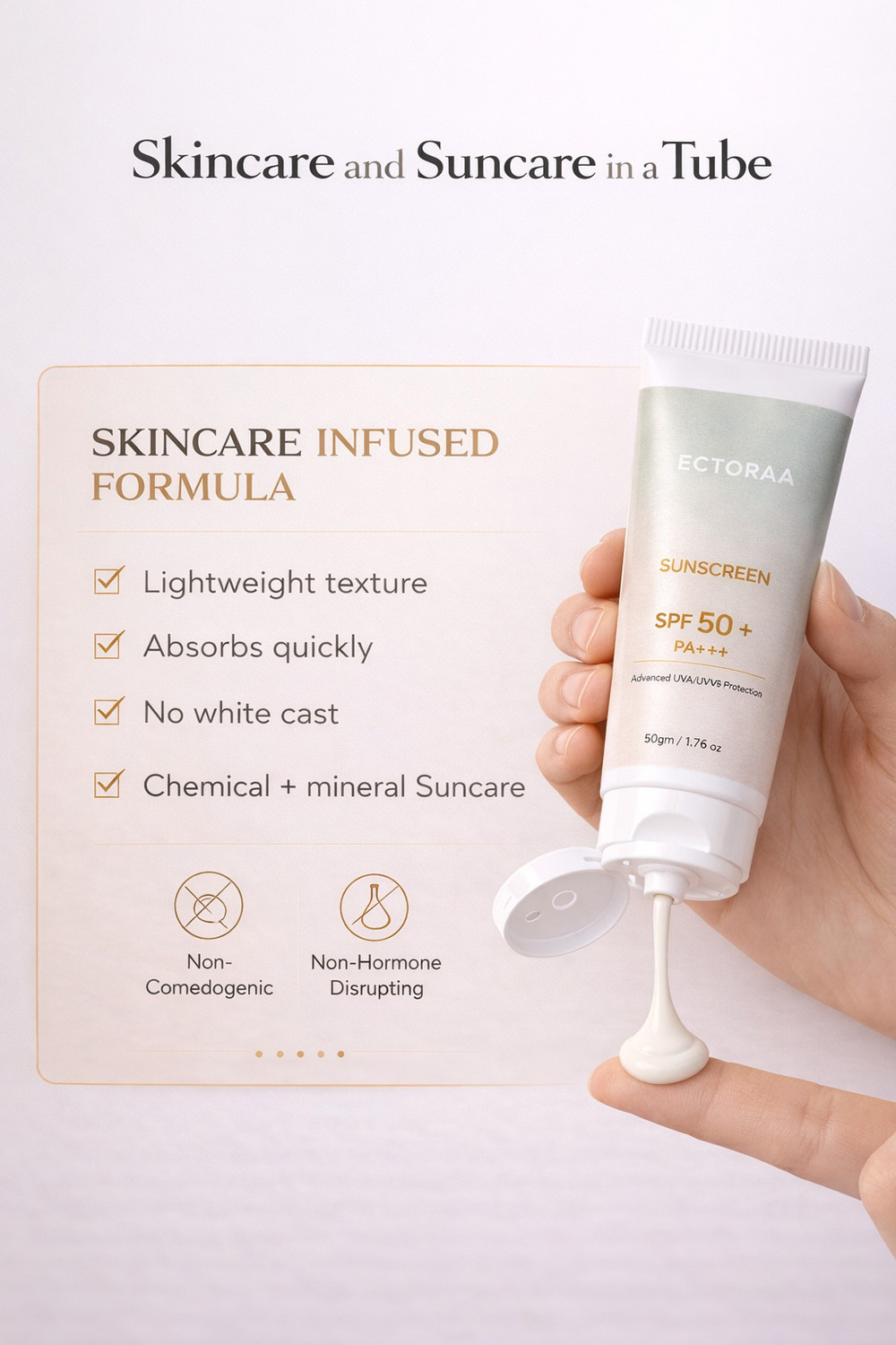 Image of SAYY Sunscreen - SPF ECTORAA 50+ PA++++ Daily Use UVA /UVB Protection | Lightweight & Non-Greasy For All Skin Types
