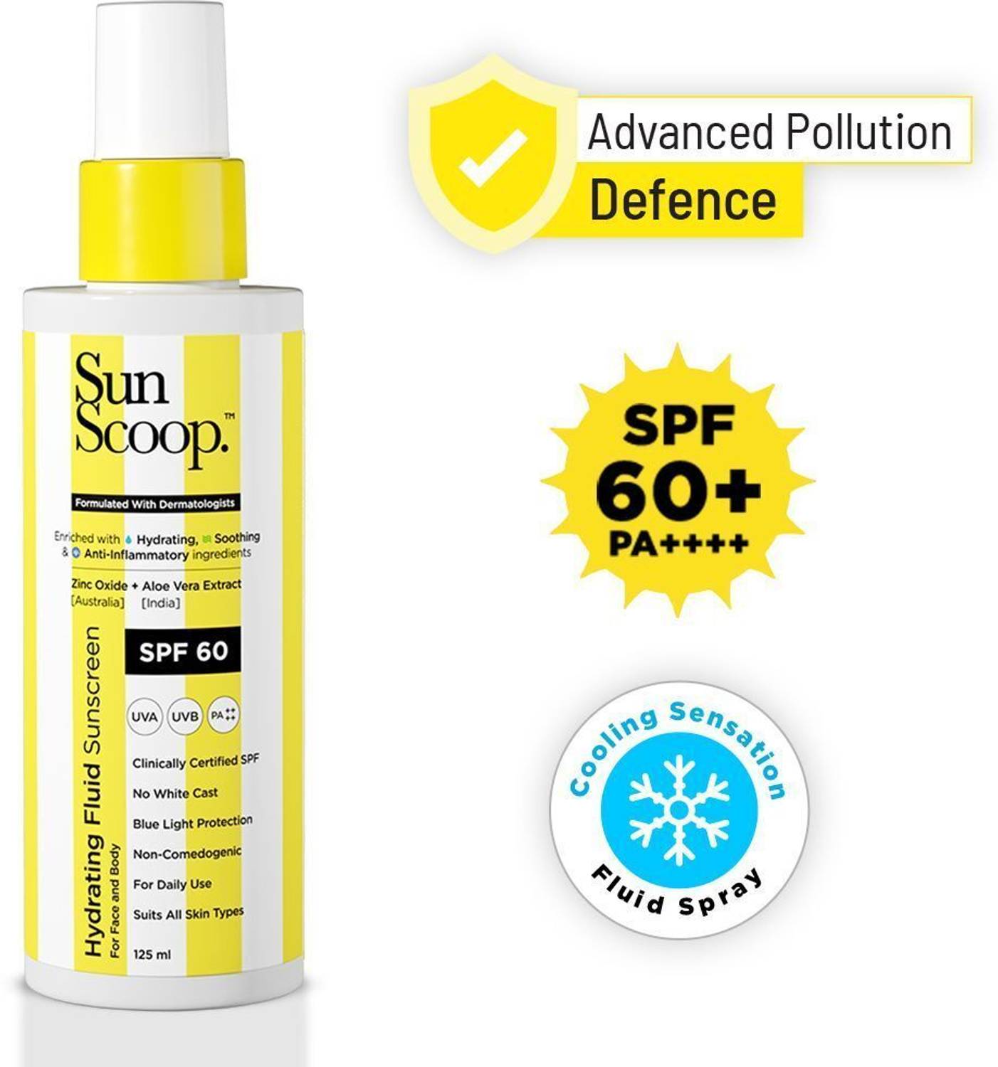SunScoop Sunscreen SPF 60 PA++++ Hydrating Fluid