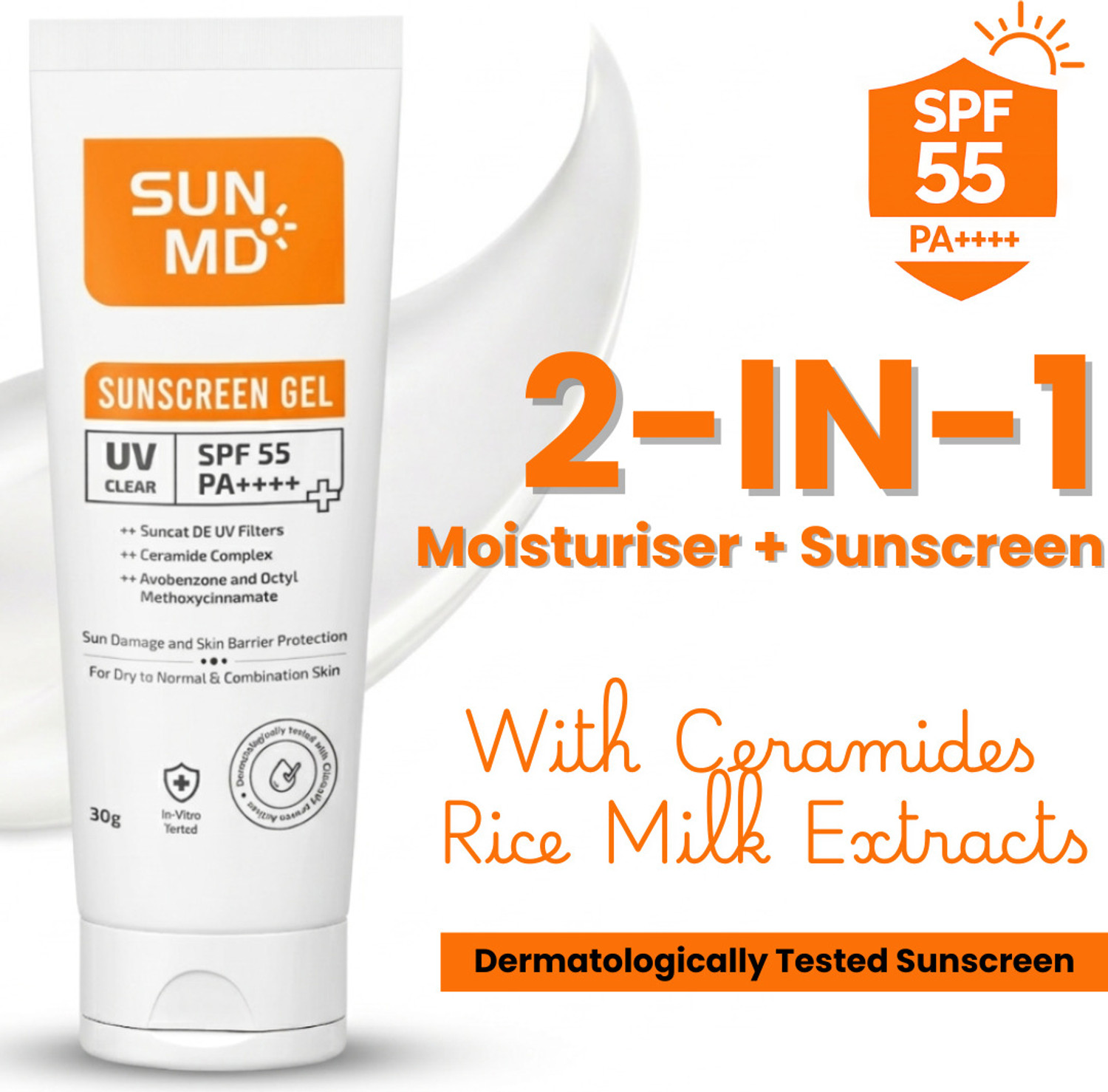 Image of SunMD Sunscreen - SPF 55 PA++++ UV protection, Brightening & Hydrating Sunscreen For Daily Use