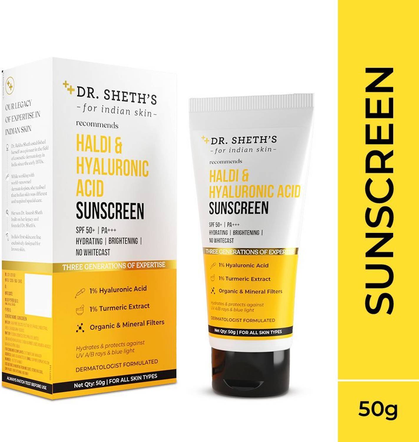 Dr. Sheth’s Sunscreen SPF 50+ PA+++ 50g