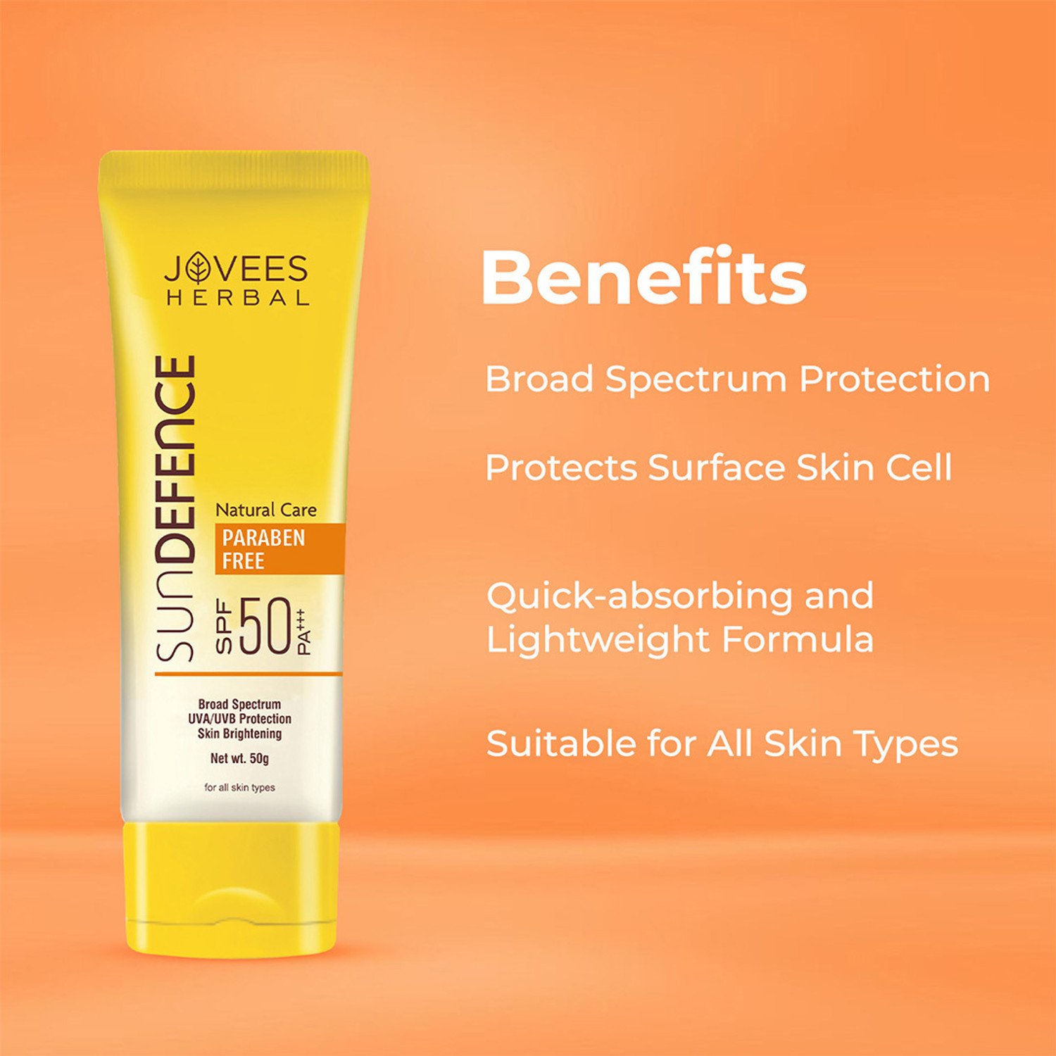 Image of JOVEES Sunscreen - SPF 50 PA+++ Sun Defence Cream SPF 50 Sunscreen| For All Skin Type | UVA & UVB Protection
