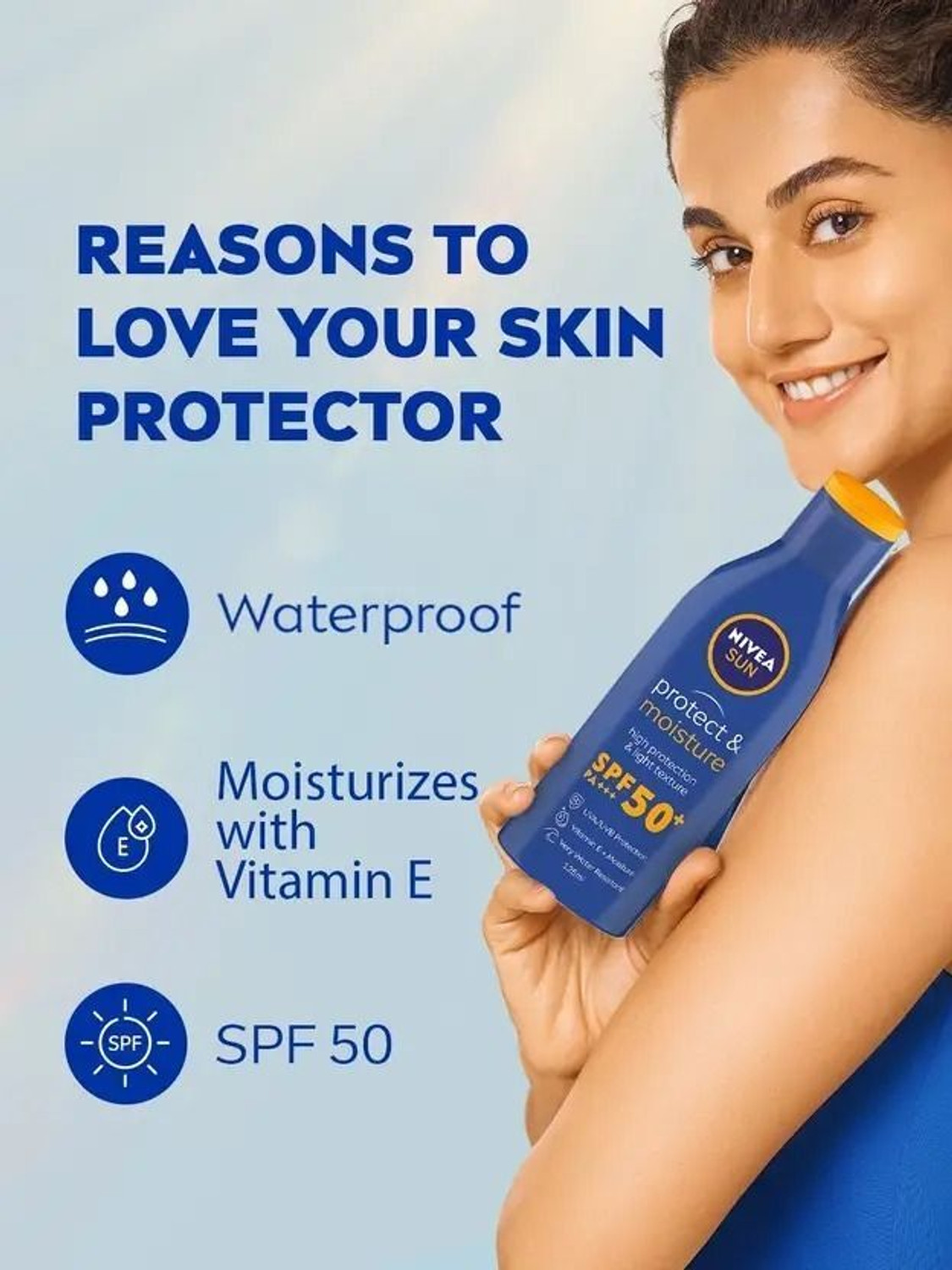 Image of NIVEA Sunscreen - SPF 50+ PA+++ Moisturizing Lotion with Vitamin E|For Men & Women