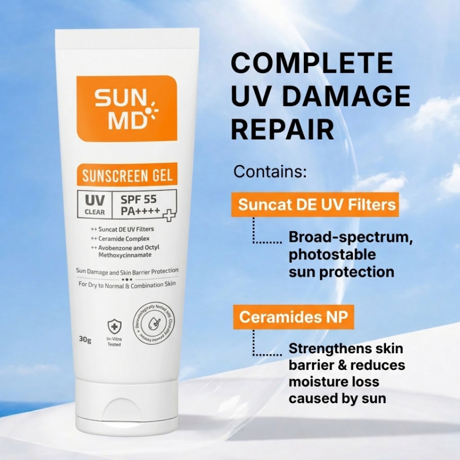 Image of SunMD Sunscreen - SPF 55 PA++++ UV protection, Brightening & Hydrating Sunscreen For Daily Use
