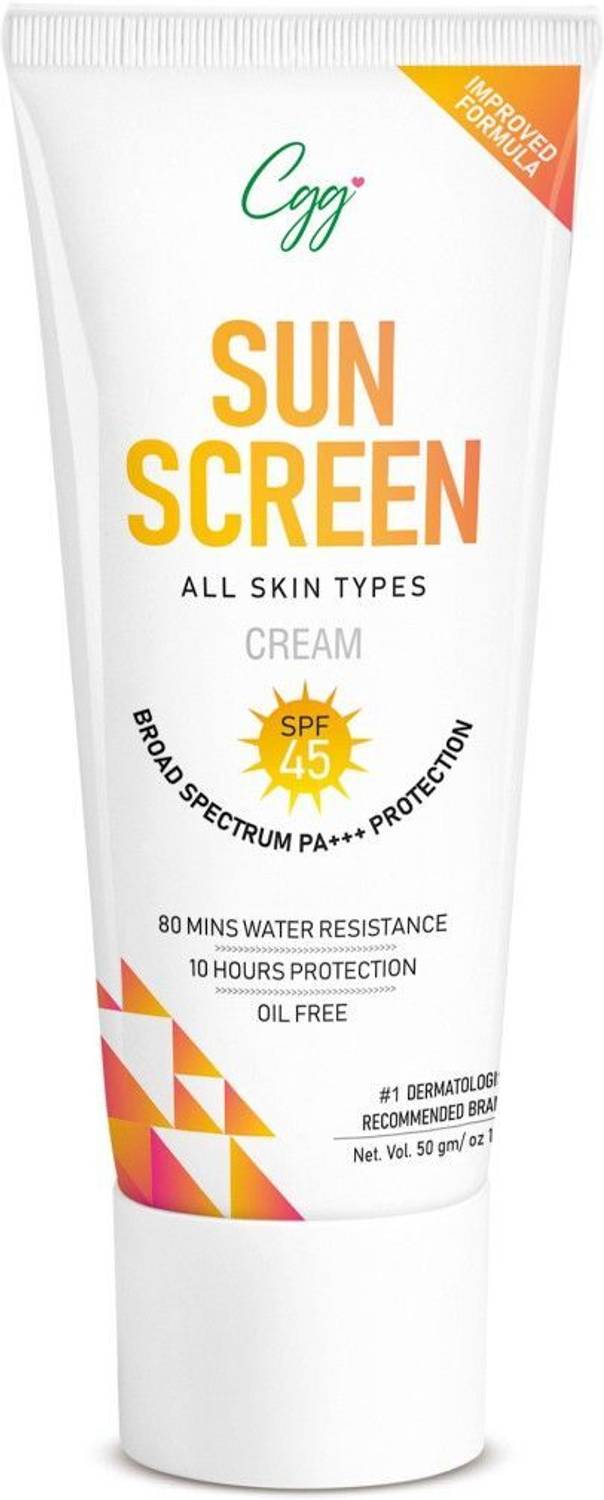 CGG Cosmetics Sunscreen - SPF 50 PA+++ Sunscreen Cream for Men & Women, Oil Free For All Skin Types - 50 Gm
