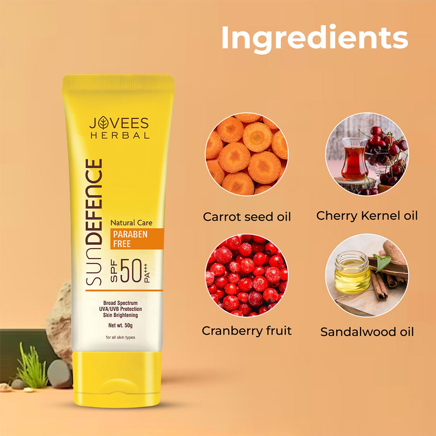Image of JOVEES Sunscreen - SPF 50 PA+++ Sun Defence Cream SPF 50 Sunscreen| For All Skin Type | UVA & UVB Protection