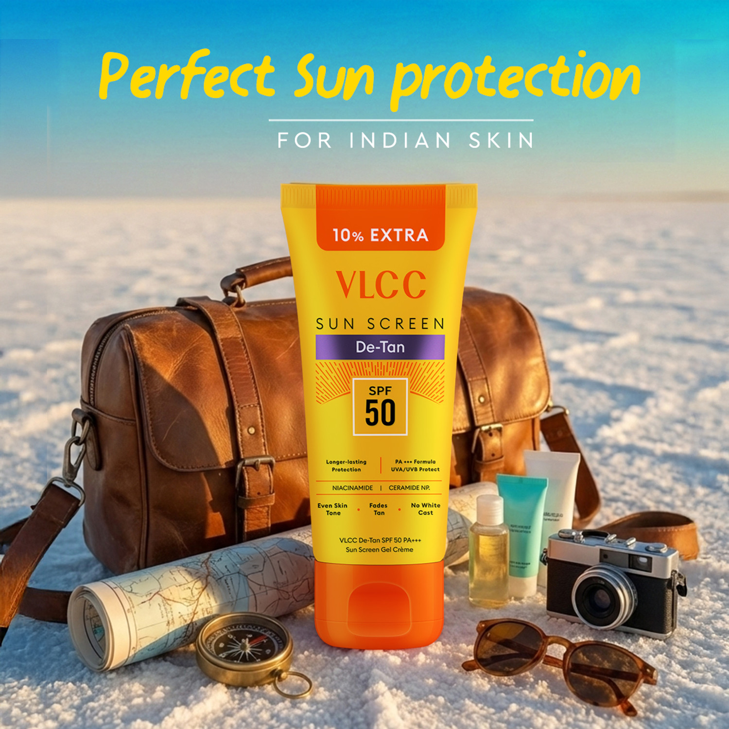 Image of VLCC Sunscreen - SPF 50 PA+++ De-Tan Sunscreen Gel Cream - For Sun Protection
