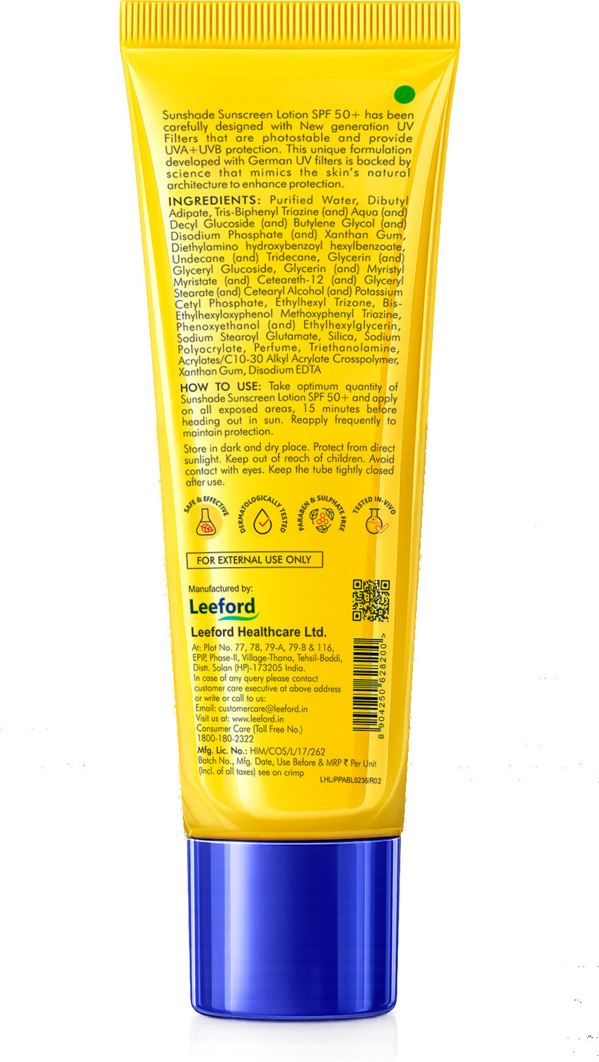 Image of Leeford Sunscreen - SPF 50 PA+++ Barrier Repair, UVA & UVB Protection