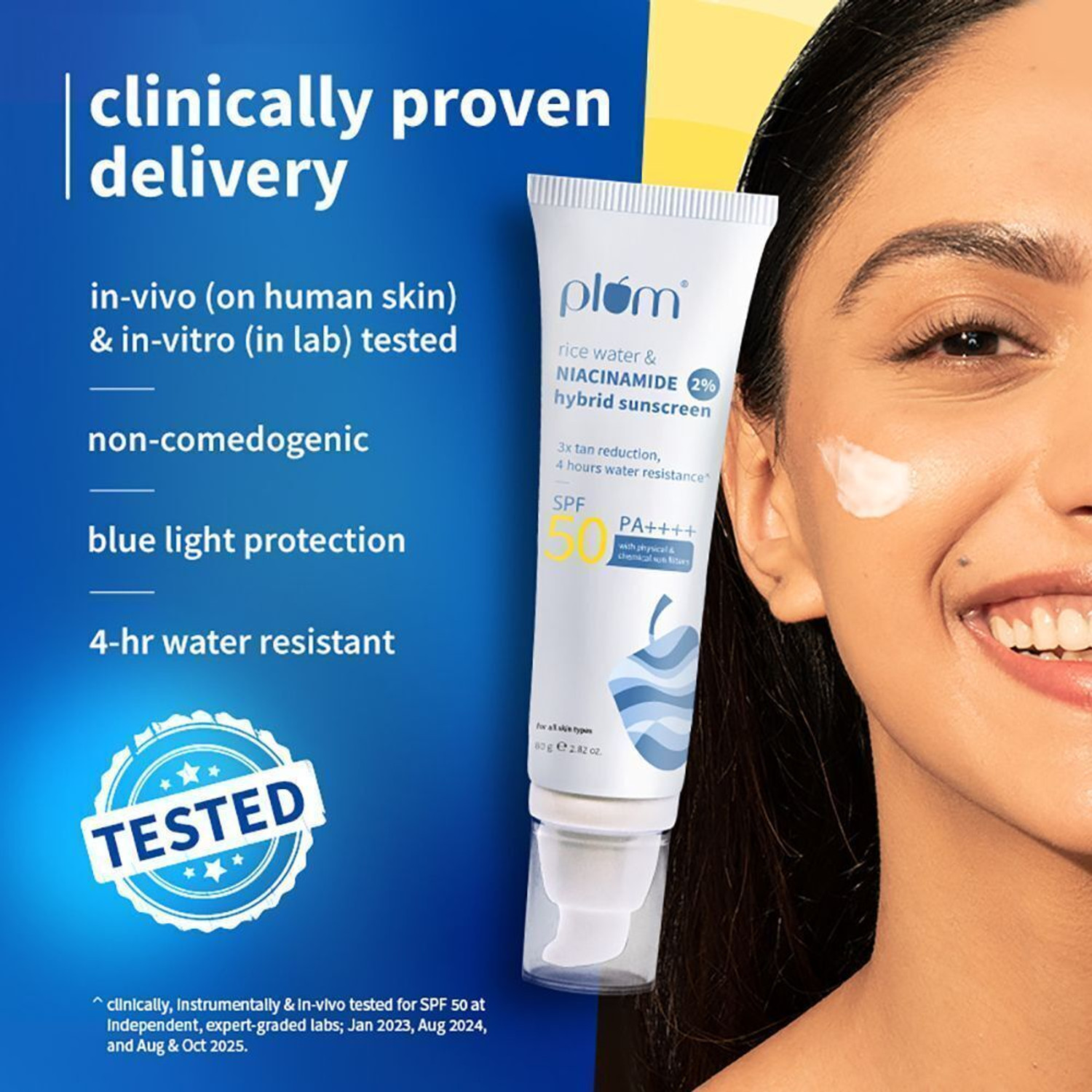 Image of Plum Sunscreen - SPF 50 PA+++ Rice Water & 2% Niacinamide Sunscreen SPF 50 PA+++ with 3X tan reduction