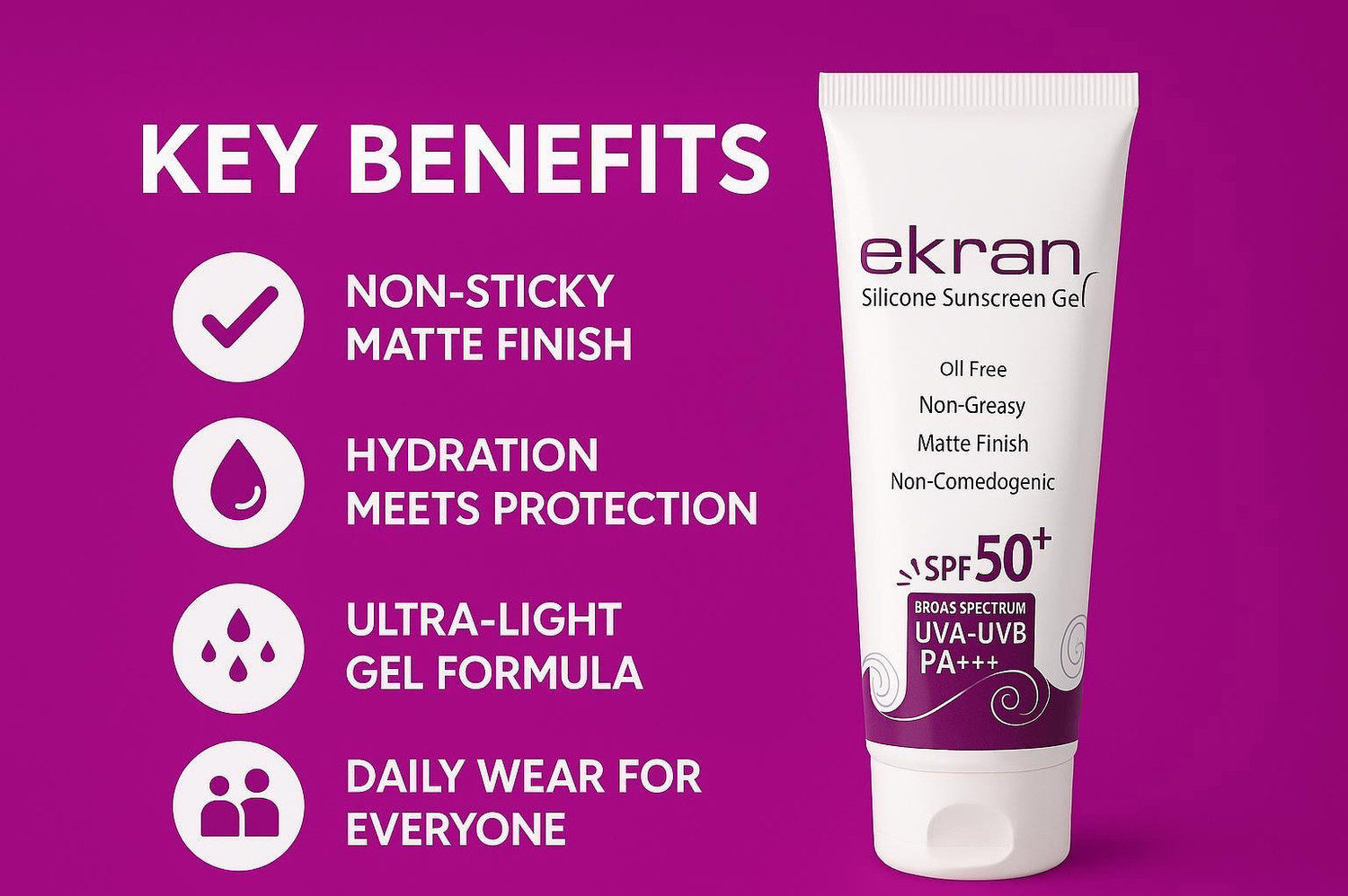 Image of EKRAN SOFT Sunscreen - SPF 50 PA++++ Soft silicone Sunscreen