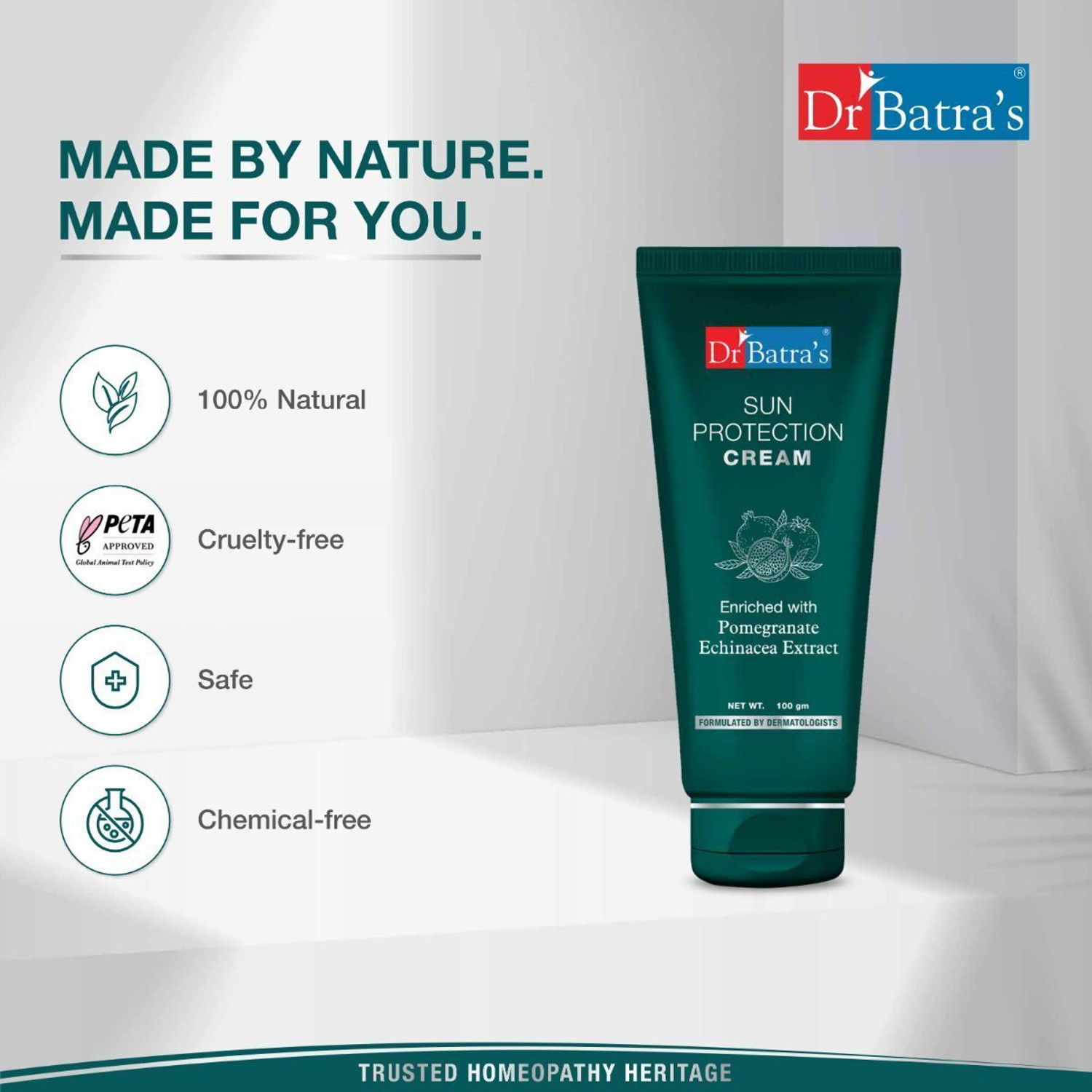 Image of Dr Batra's Sunscreen - SPF 50 Sun Protection Cream SPF30 - Echinacea Enriched Anti-Ageing Sunscreen Care