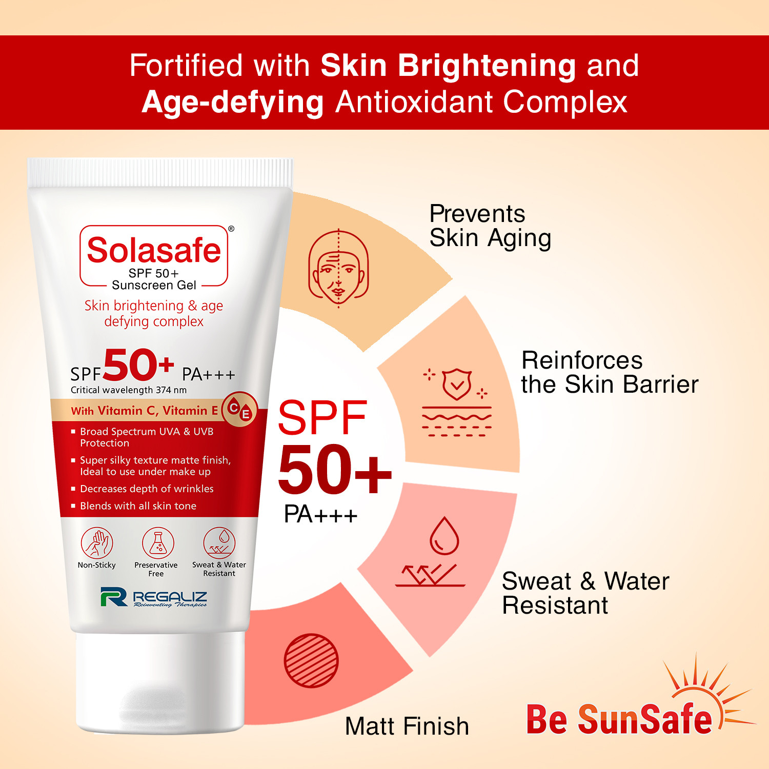 Image of solasafe Sunscreen - SPF 50 PA+++ SPF 50+ Silicone Sunscreen, 50gm