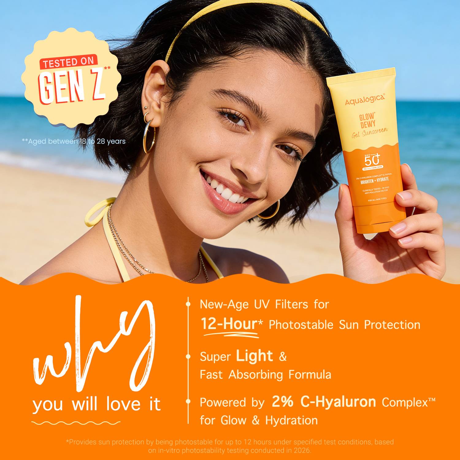 Aqualogica Sunscreen SPF 50 PA++++ Glow+ Dewy Vitamin C 50g - Image 5