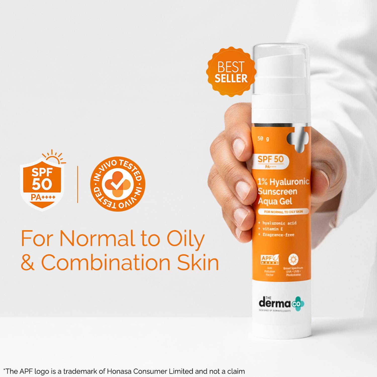 The Derma Co Sunscreen SPF 50 PA++++ 1% Hyaluronic 50g - Image 2