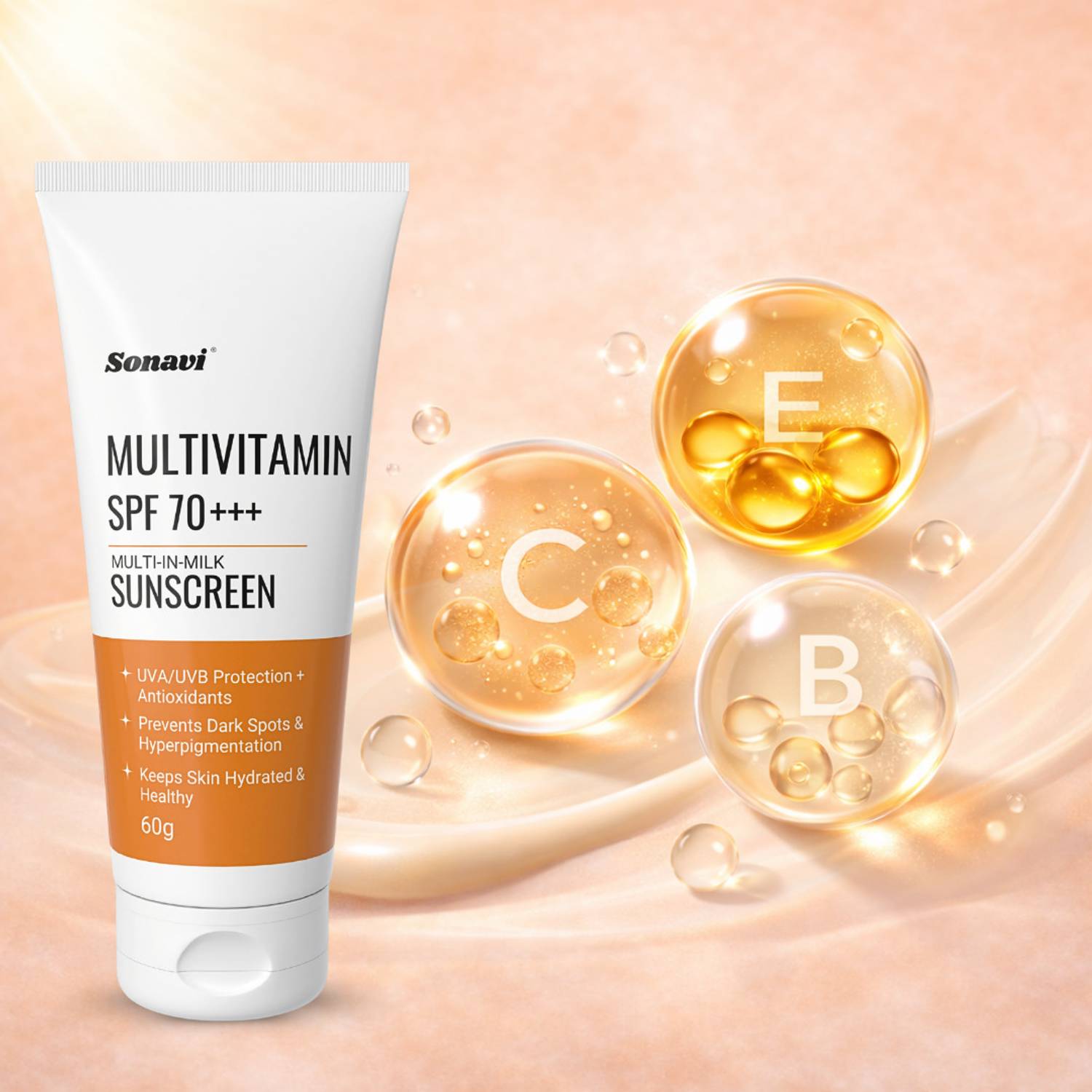 Sonavi SPF 70 PA+++ Multivitamin Sunscreen - Image 2