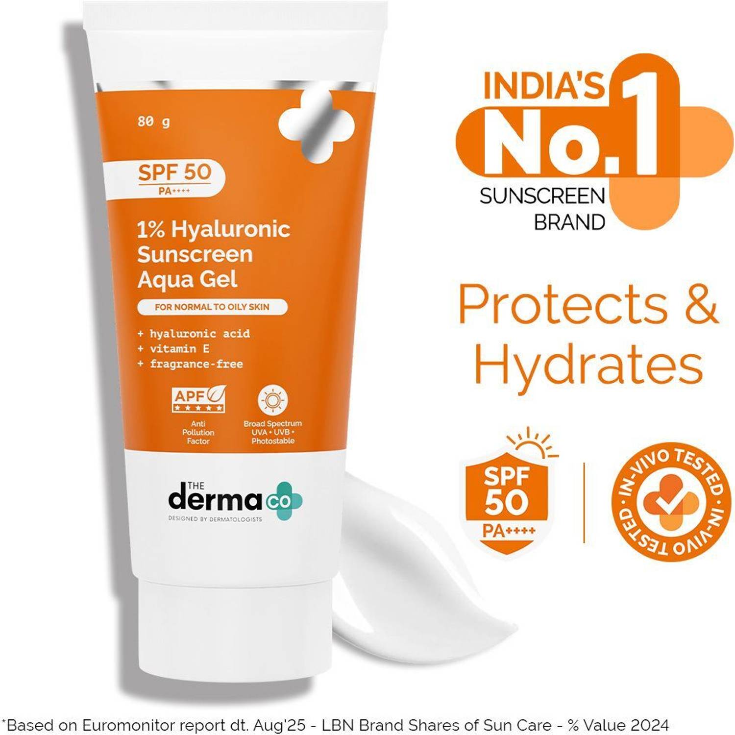 The Derma Co Sunscreen - SPF 50 PA++++ 1% Hyaluronic Sunscreen Aq