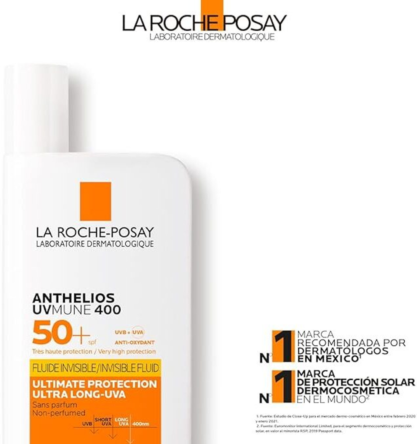 Image of La Roche Posay Sunscreen - SPF 50 PA++++ Anthelios Invisible Fluid SPF 50+ PA++++ Very High Protection 50mL