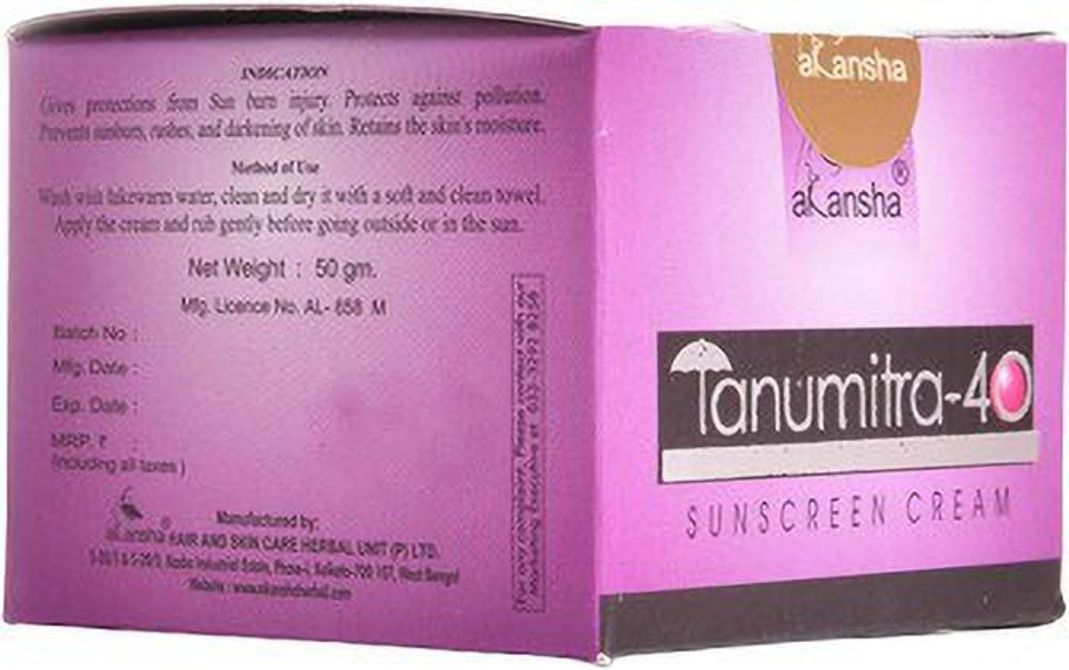 Image of AKANSHA Sunscreen - SPF 50 PA+++ Tanumitra-40
