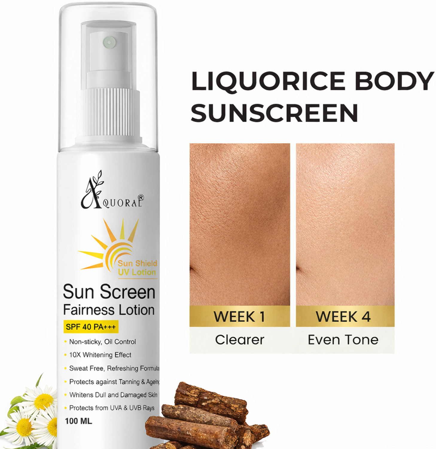 Image of AQUORAL Sunscreen - SPF 40 PA+++ Sunscreen Fairness Liquorice UV Lotion